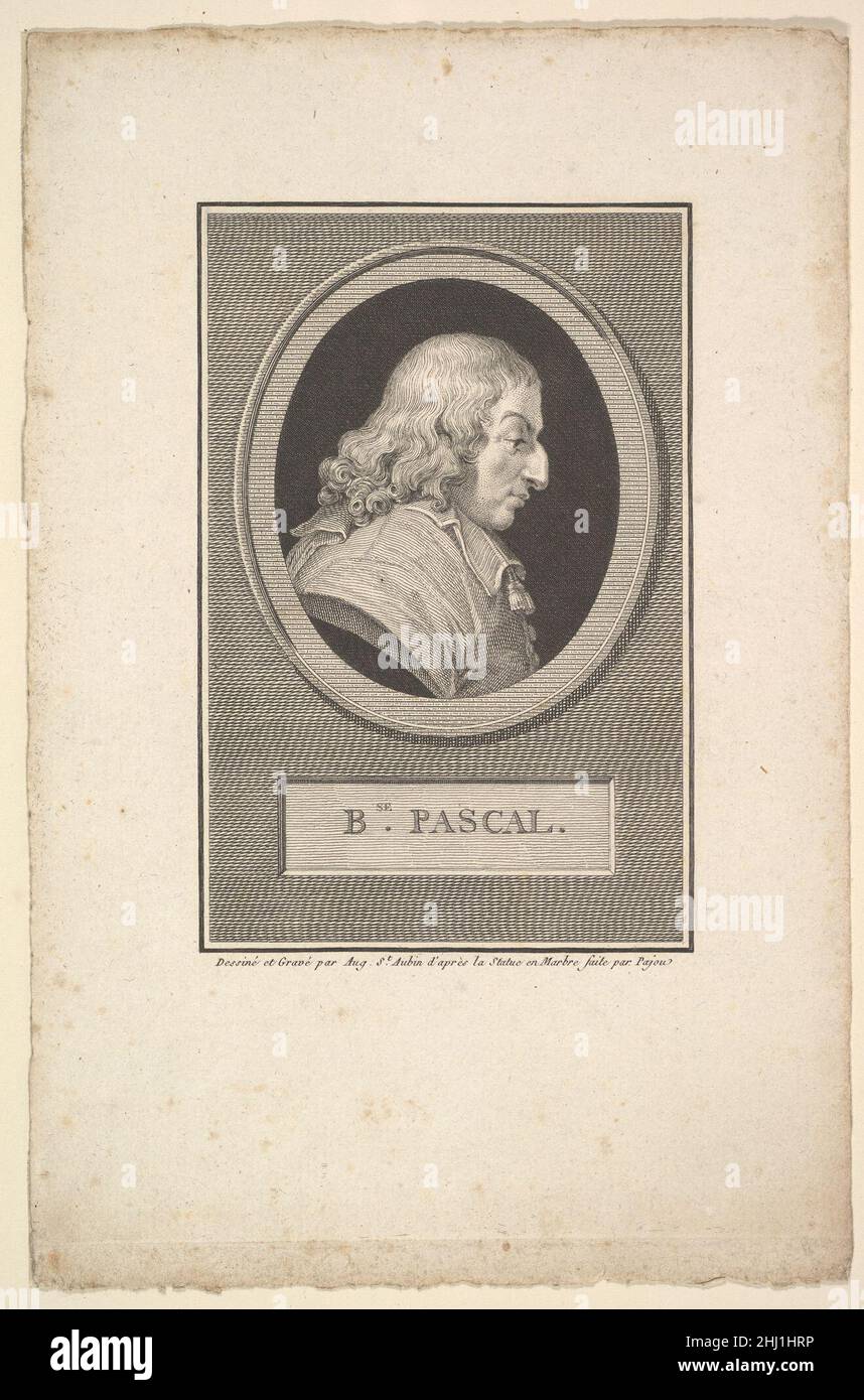 Portrait de Blaise Pascal 1802 Augustin de Saint-Aubin Français.Portrait de Blaise Pascal 423143 Banque D'Images