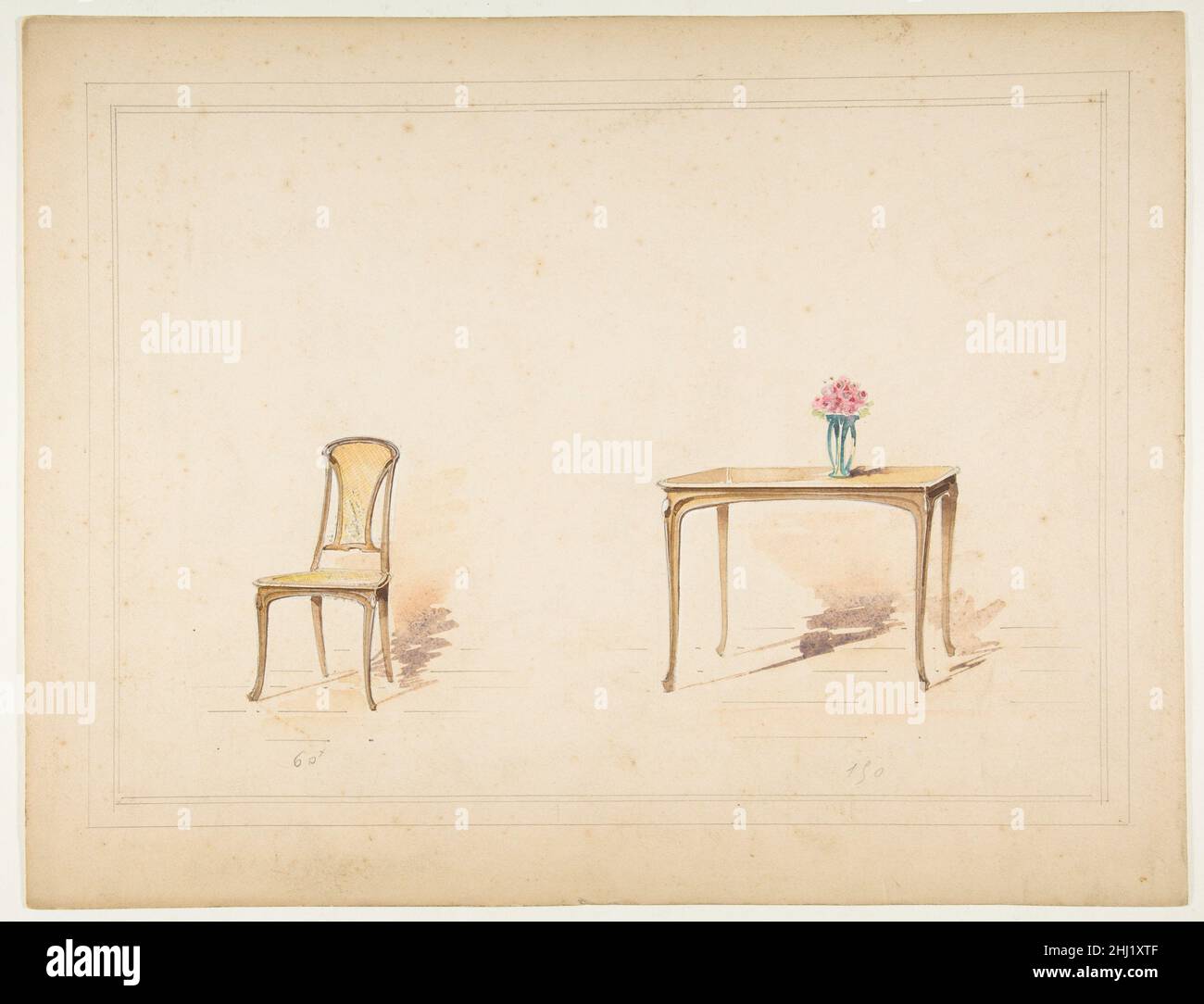 Dessins pour une table et une chaise Art Nouveau 19th Century Anonyme, Français, 19th Century Français.Motifs pour une table et une chaise Art Nouveau 392368 Banque D'Images