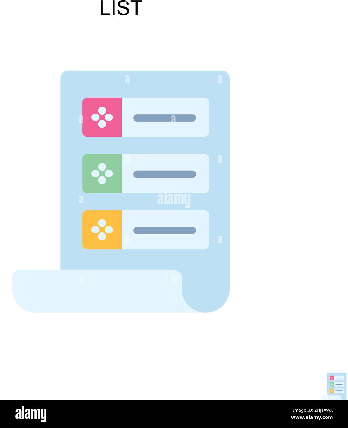 Liste des icônes de vecteur simple.Modèle de conception de symbole d'illustration pour élément d'interface utilisateur Web mobile. Illustration de Vecteur