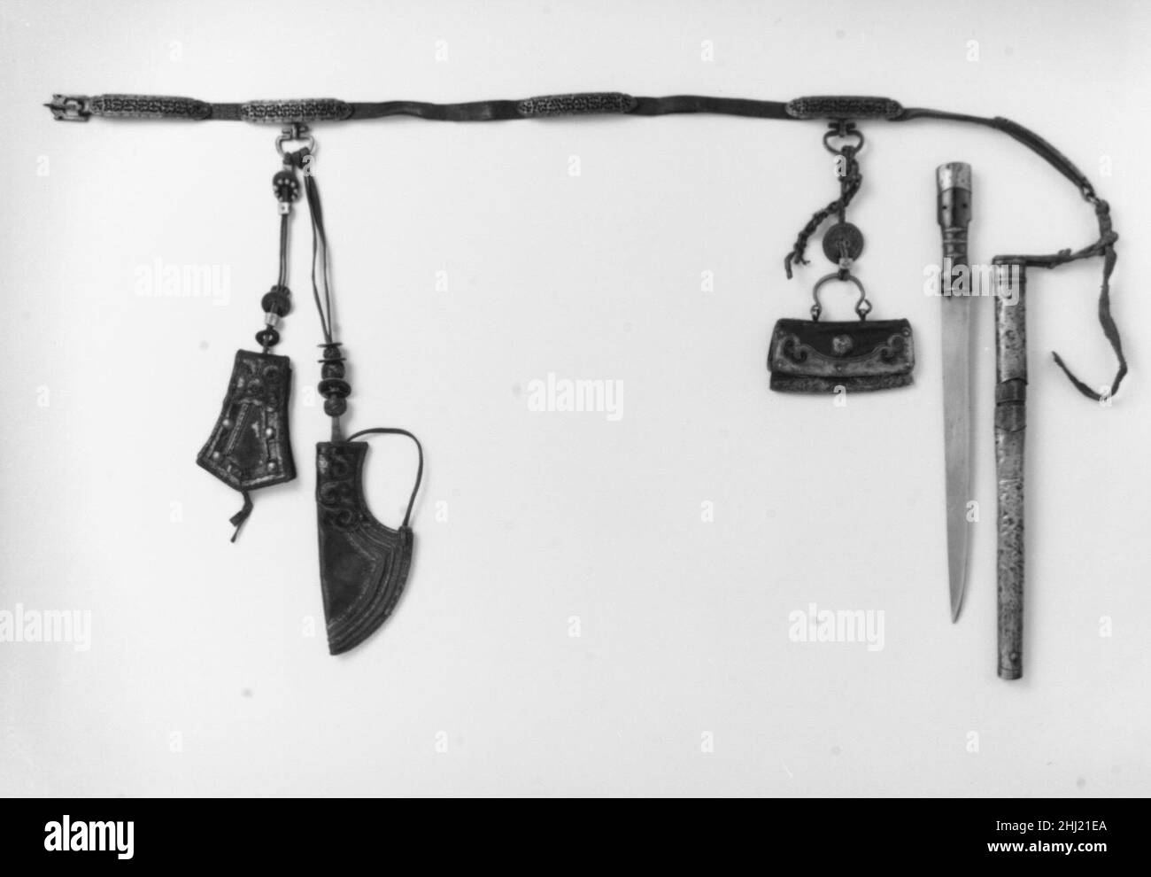 Dagger avec gaine, ceinture, et accessoires 19th siècle Tibétain.Dague avec gaine, courroie et accessoires 35942 Banque D'Images