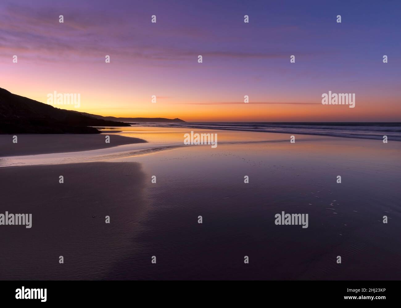 Sunrise Tregantle Beach Cornwall Banque D'Images