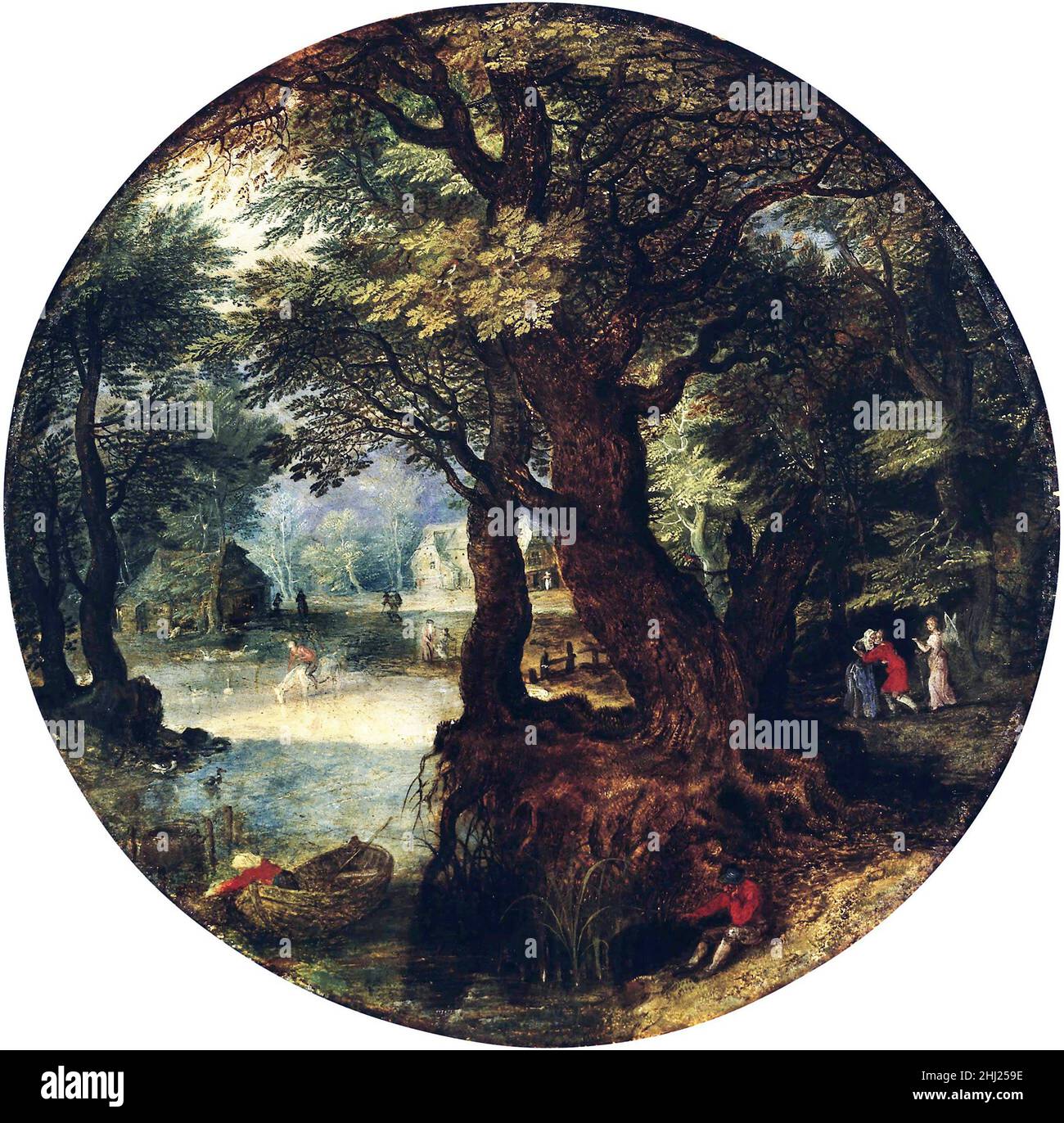 Paysage (Parting of Tobias and HIS Mother) par Jan Brueghel le jeune (1601-1678), huile sur panneau, mi-1600s Banque D'Images