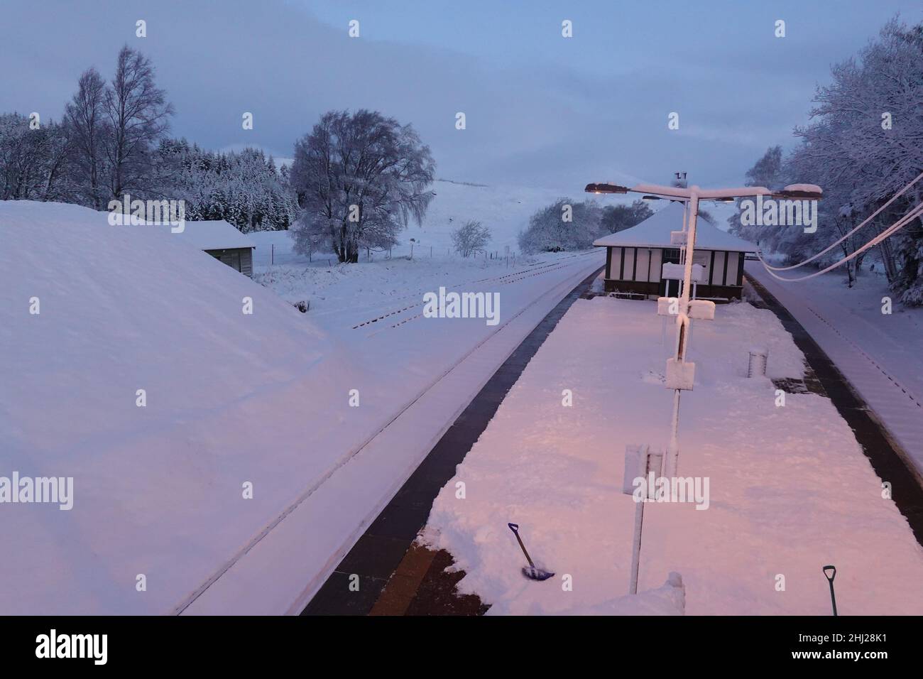 Rannoch Station, West Highland Railway Line, l'une des plus belles et des plus éloignées lignes de chemin de fer d'Écosse reliant Londres à fort William Banque D'Images