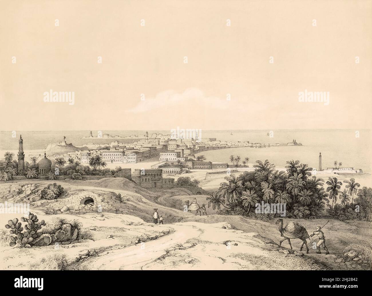 Paysage urbain d'Alexandrie, Égypte, 1845, par le prince Waldemar de Prusse Banque D'Images