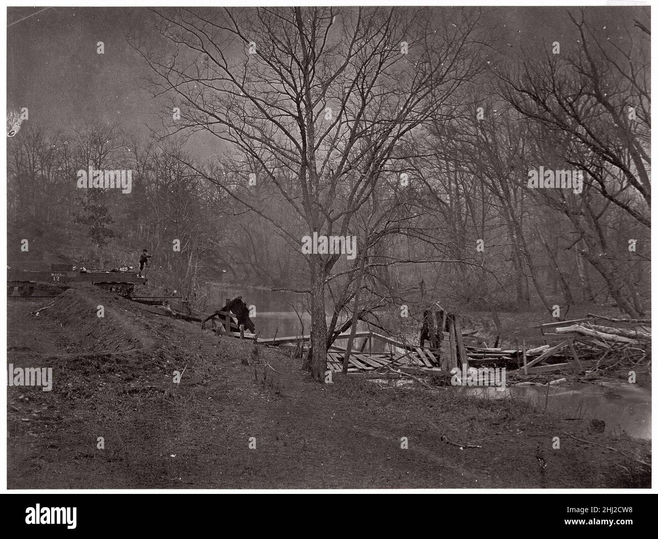 Ruines du pont RR.Bull Run env.1862 auparavant attribué à Mathew B. Brady American.Ruines du pont RR.Bull Run 267919 Banque D'Images