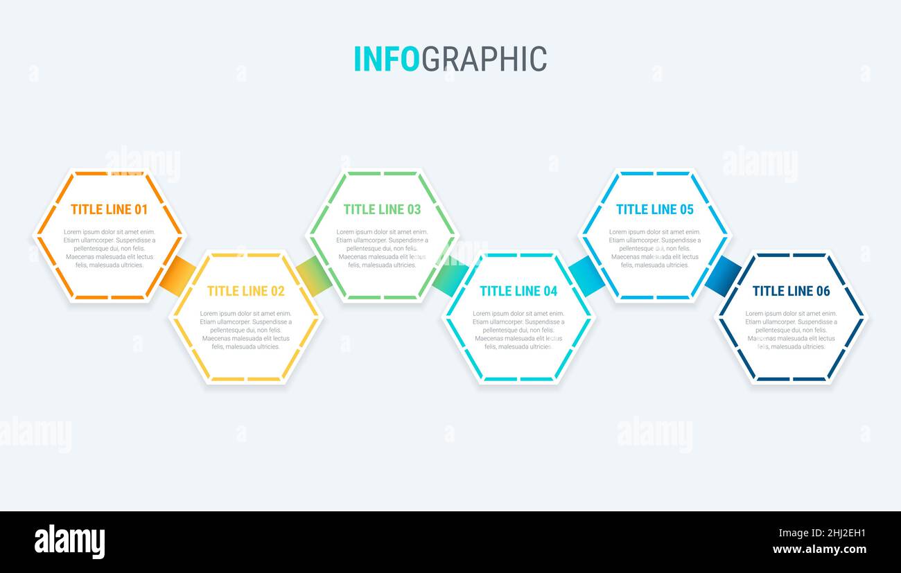 Modèle d'infographie rouge.motif nid d'abeille en 6 étapes.Éléments de chronologie vectoriels pour les présentations. Illustration de Vecteur