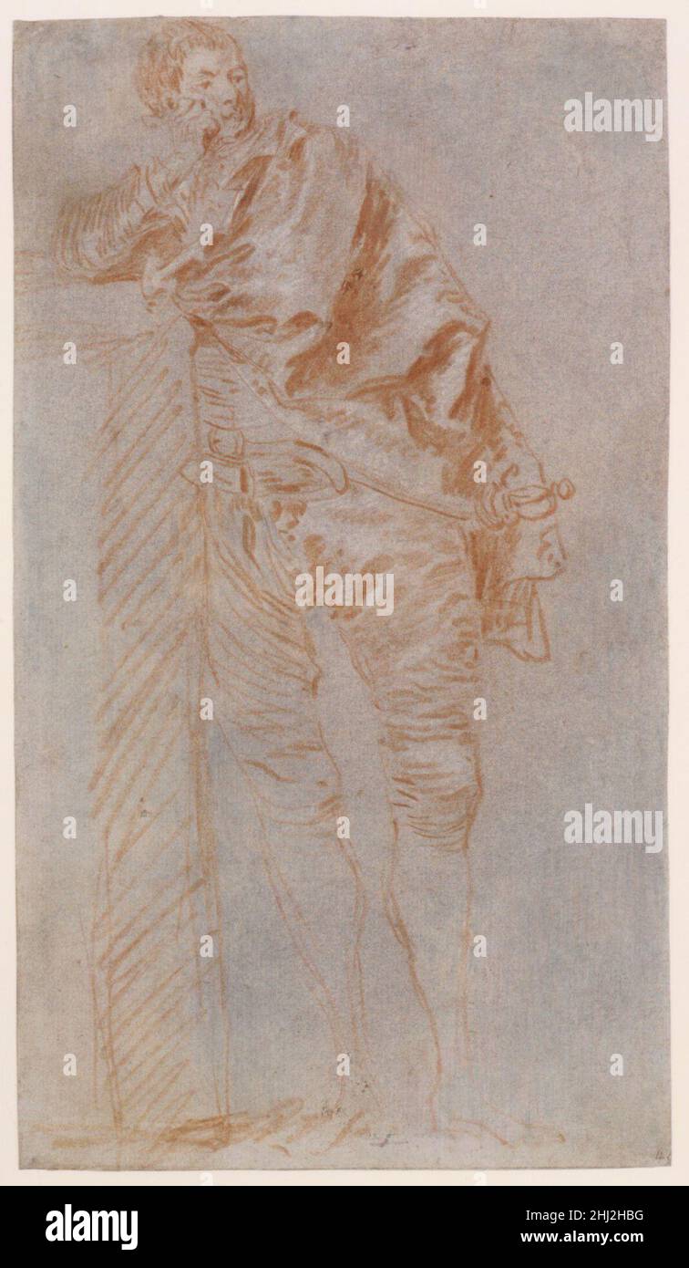 Homme penchée sur un mur (recto) début du 18th siècle Jean-Baptiste Joseph Pater Français.Homme penchée sur un mur (recto) 338201 Banque D'Images