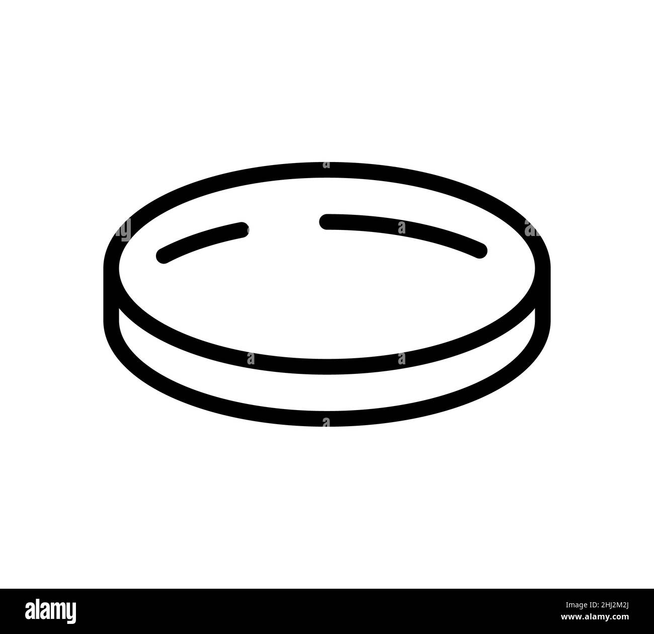 Icône de boîte de Petri plate.Pictogramme pour le Web.Trait.Isolé sur fond blanc.Icônes de chimie vecteur eps10 Banque D'Images