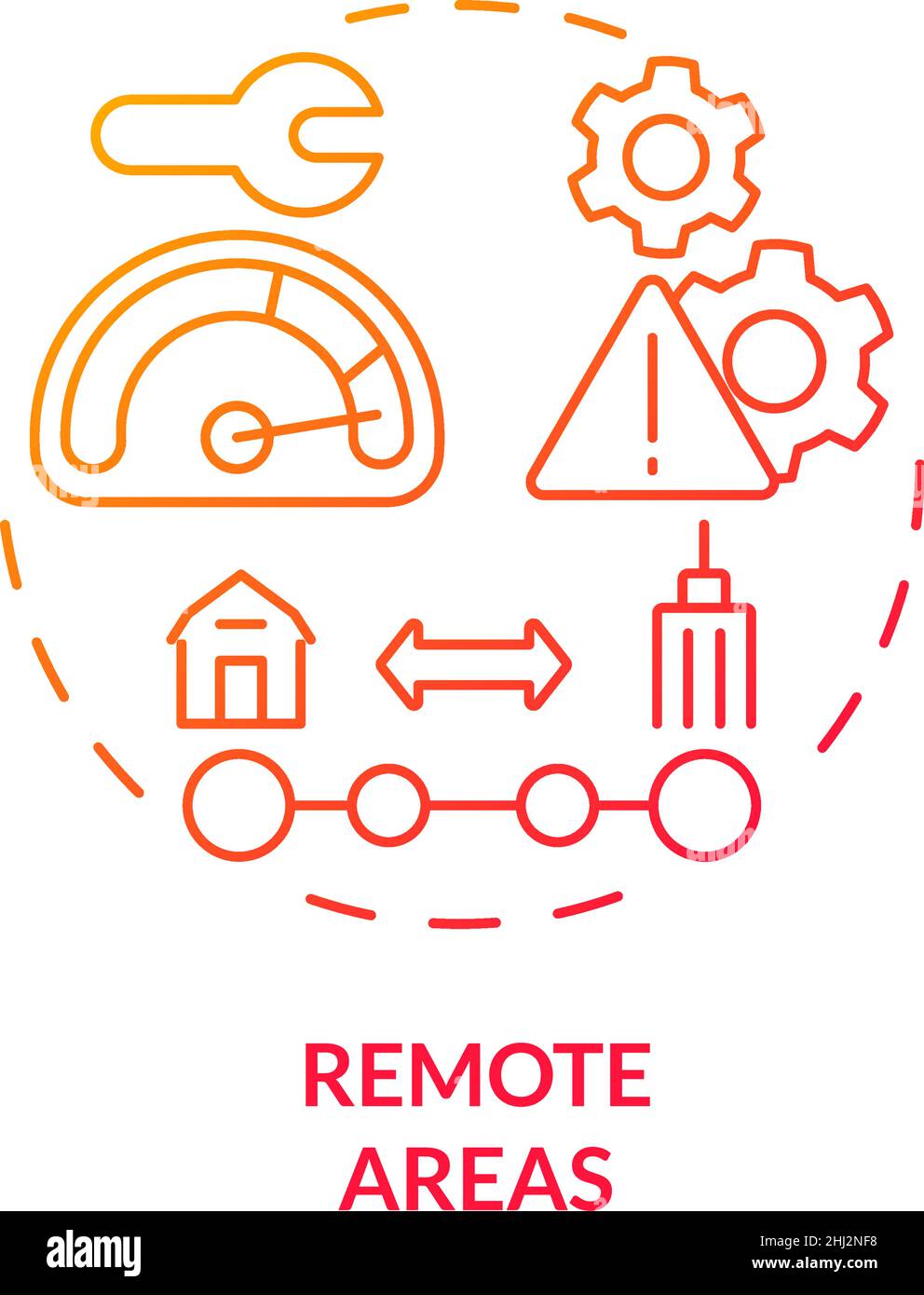 Icône de concept de gradient rouge des zones distantes Illustration de Vecteur
