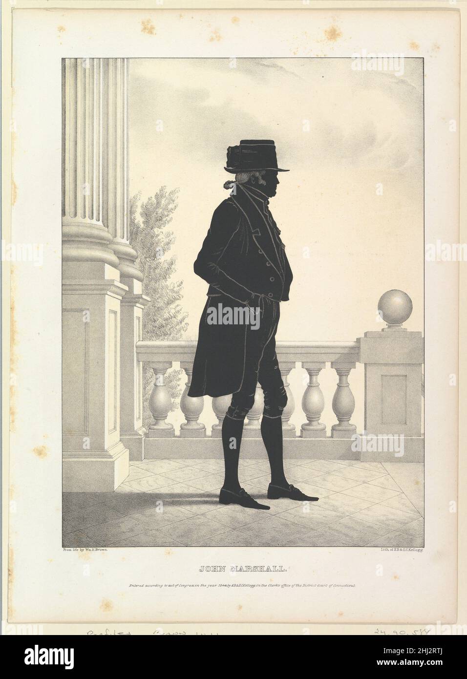 Silhouette Portrait de John Marshall 1844 William Henry Brown américain.Silhouette Portrait de John Marshall 381542 artiste: William Henry Brown, américain, Charleston, Caroline du Sud 1808?1883 Charleston, Caroline du Sud, lithographe: Lithographiée et publiée par E. B. & E. C. Kellogg, américain, active Hartford, Connecticut 1840?67, Sitter: John Marshall,American, 1755?1835, Silhouette Portrait de John Marshall, 1844, lithographie avec pierre teintée, image: 13 1/2 x 9 15/16 po.(34,3 x 25,3 cm) feuille : 16 7/8 x 12 3/8 po.(42,8 x 31,4 cm).Metropolitan Museum of Art, New York.Legs de Charl Banque D'Images