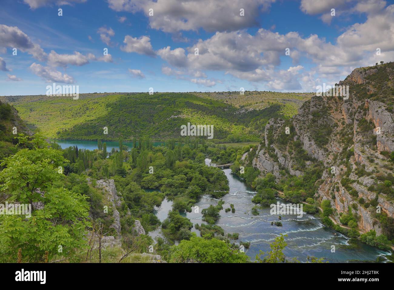 Parc national de Krka Rivière Krka, Roski Slap, Dalmatie du Nord, Croatie Banque D'Images