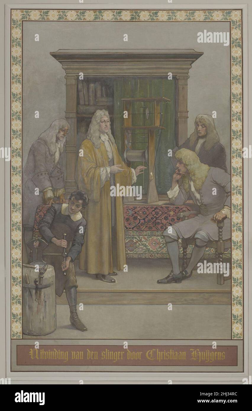 Georg Sturm, porte de l'uitvinding van het slingeruurwerk Christiaan Huygens. Banque D'Images