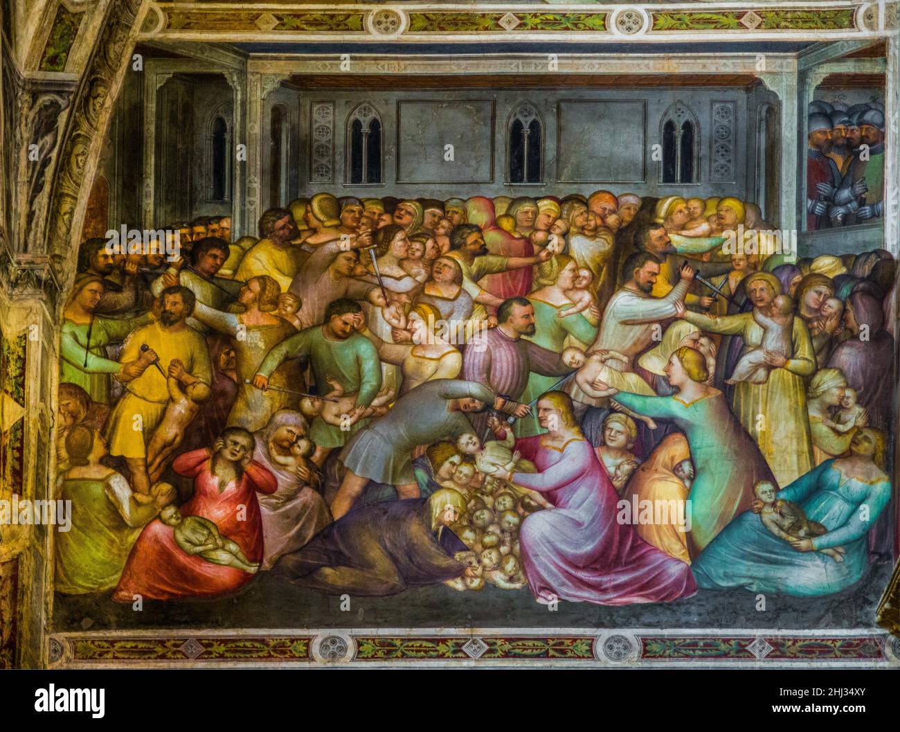 Fresques du Baptistère : infanticide à Bethléem, 1260, unique est le cycle de fresque entièrement préservé de Giusto de Banque D'Images