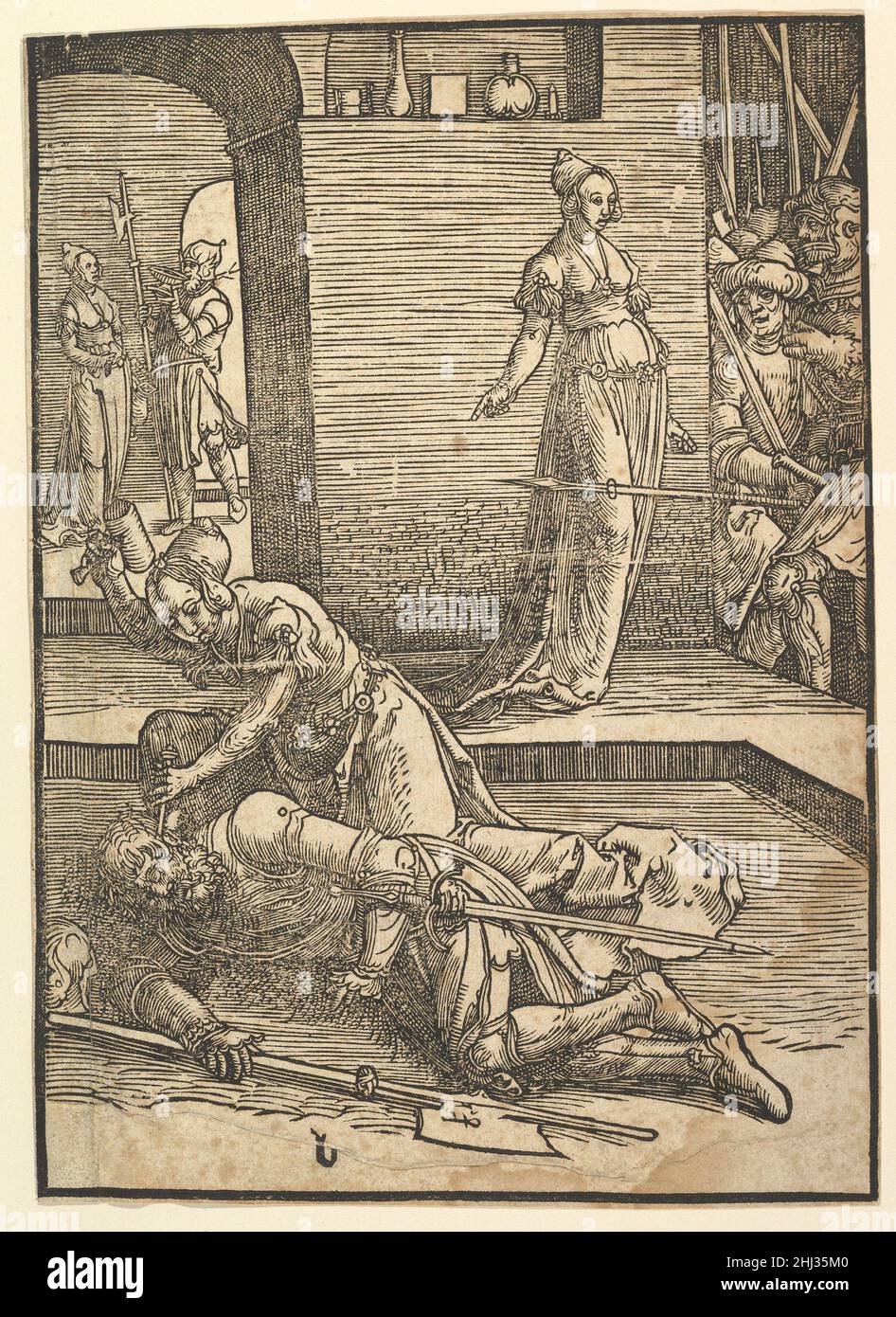 Jael tuant Sisera, sans cadre ornemental (copie) début 16th siècle après Lucas van Leyden Netherlandish.Jael tuant Sisera, sans cadre ornemental (copie) 364837 Banque D'Images