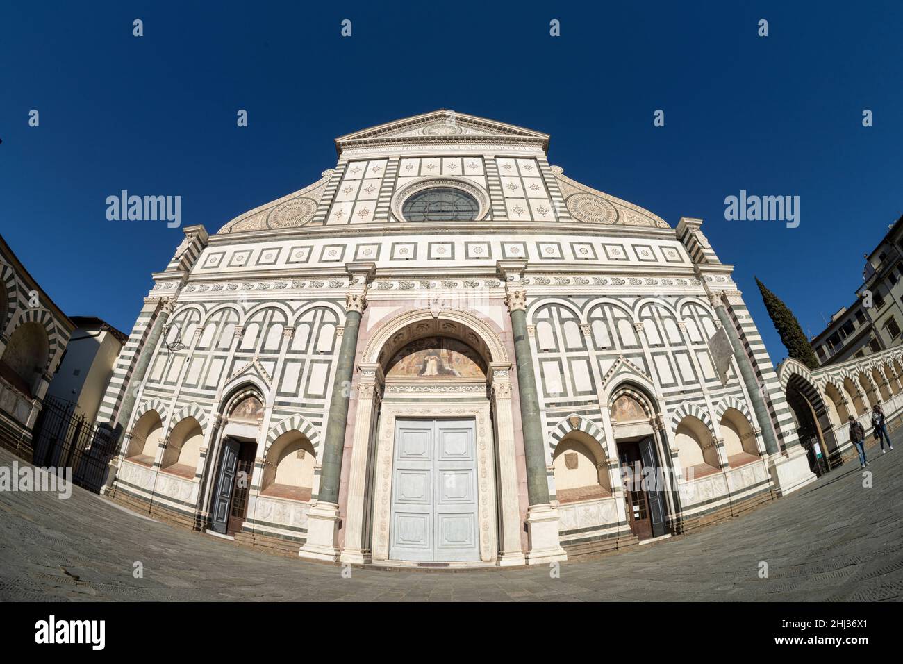 Florence Italie.Janvier 2022.Vue imprenable sur la façade de l'église Santa Maria Novella dans le centre historique de la ville. Banque D'Images