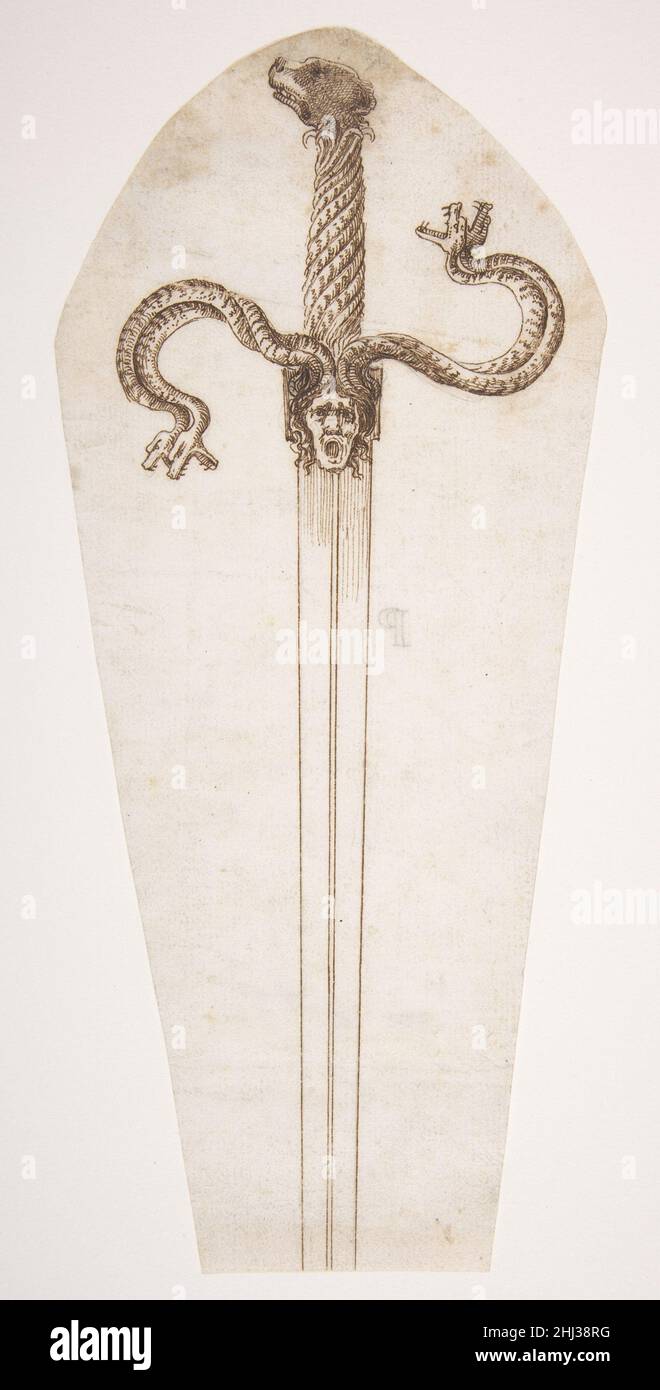 Dessin d'un épée hilt 16th–17th siècle d'Europe occidentale.Dessin d'un épée 27171 Banque D'Images Dessin d'un épée hilt 16th–17th siècle d'Europe occidentale.Dessin d'un épée 27171 Banque D'Images
