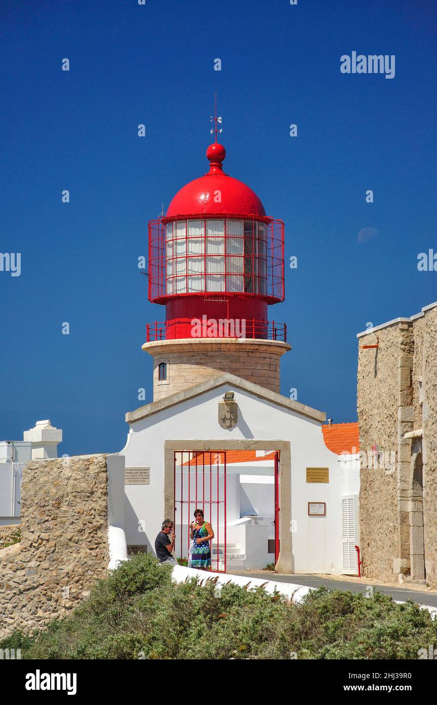 Le phare, Cabo de São Vicente, région de l'Algarve, Portugal Banque D'Images