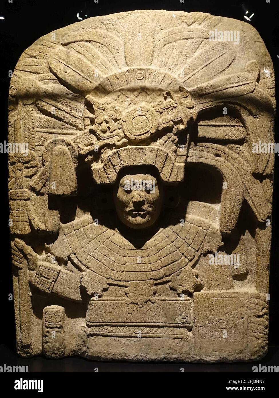 Stèle, Piedras Negras, Guatemala, Maya, 662 av. J.-C.,calcaire Banque D'Images