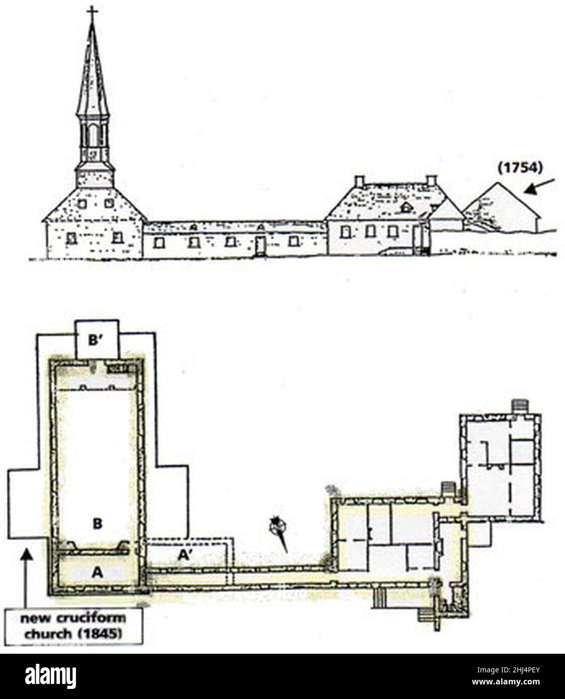 Église en pierre de Saint François Xavier, Kahnawake. Banque D'Images