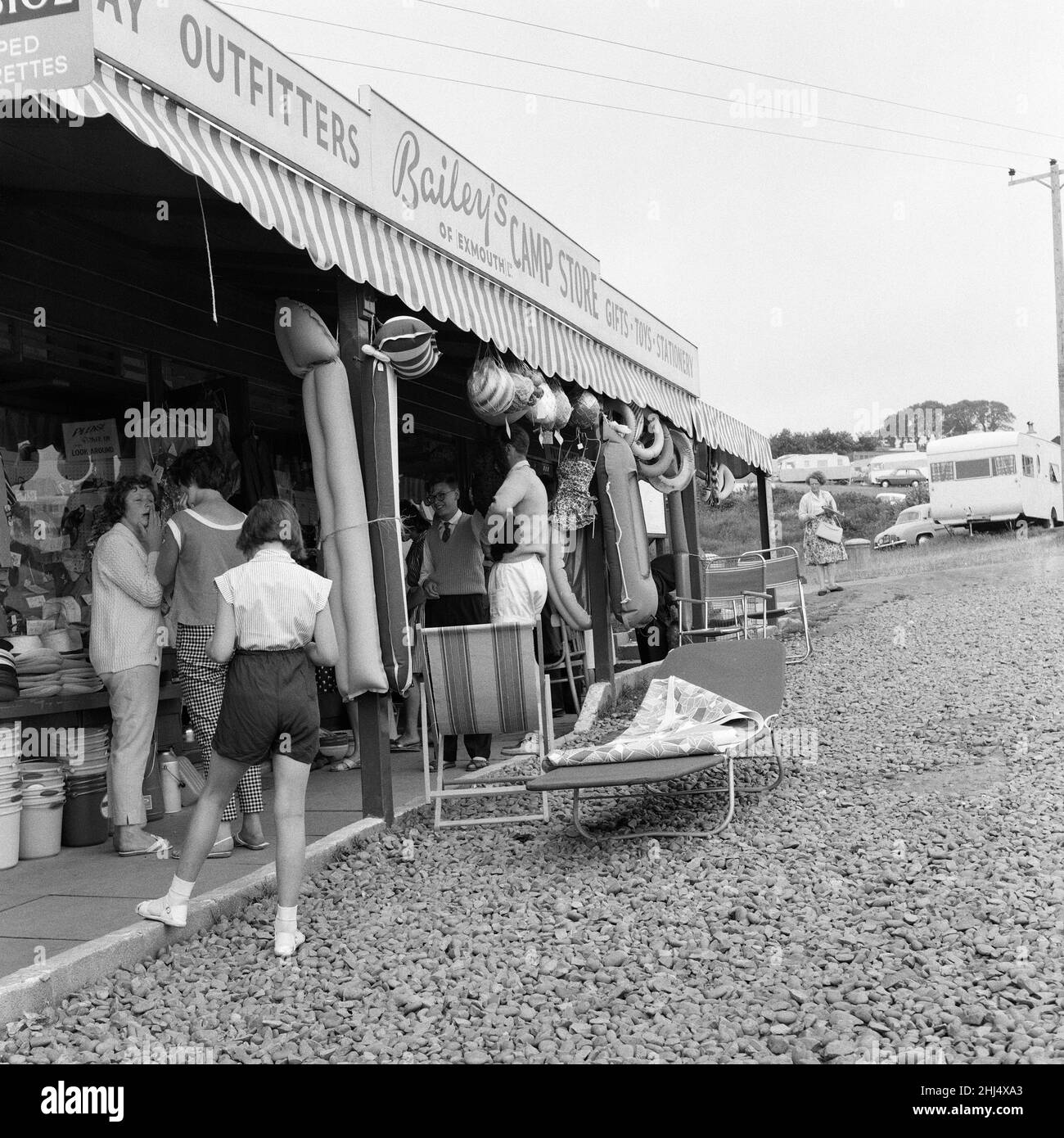 Sandy Bay Caravan site, près d'Exmouth, Devon.14th juillet 1961. Banque D'Images