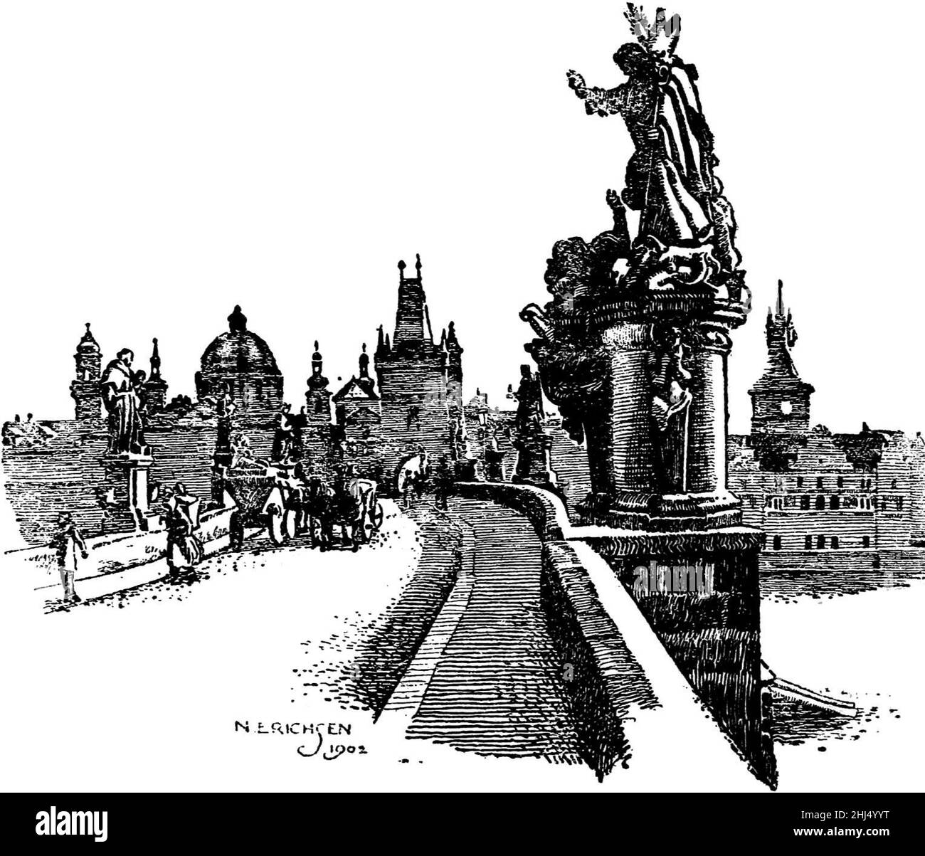 Histoire de Prague (1920), Pont Charles 2. Banque D'Images