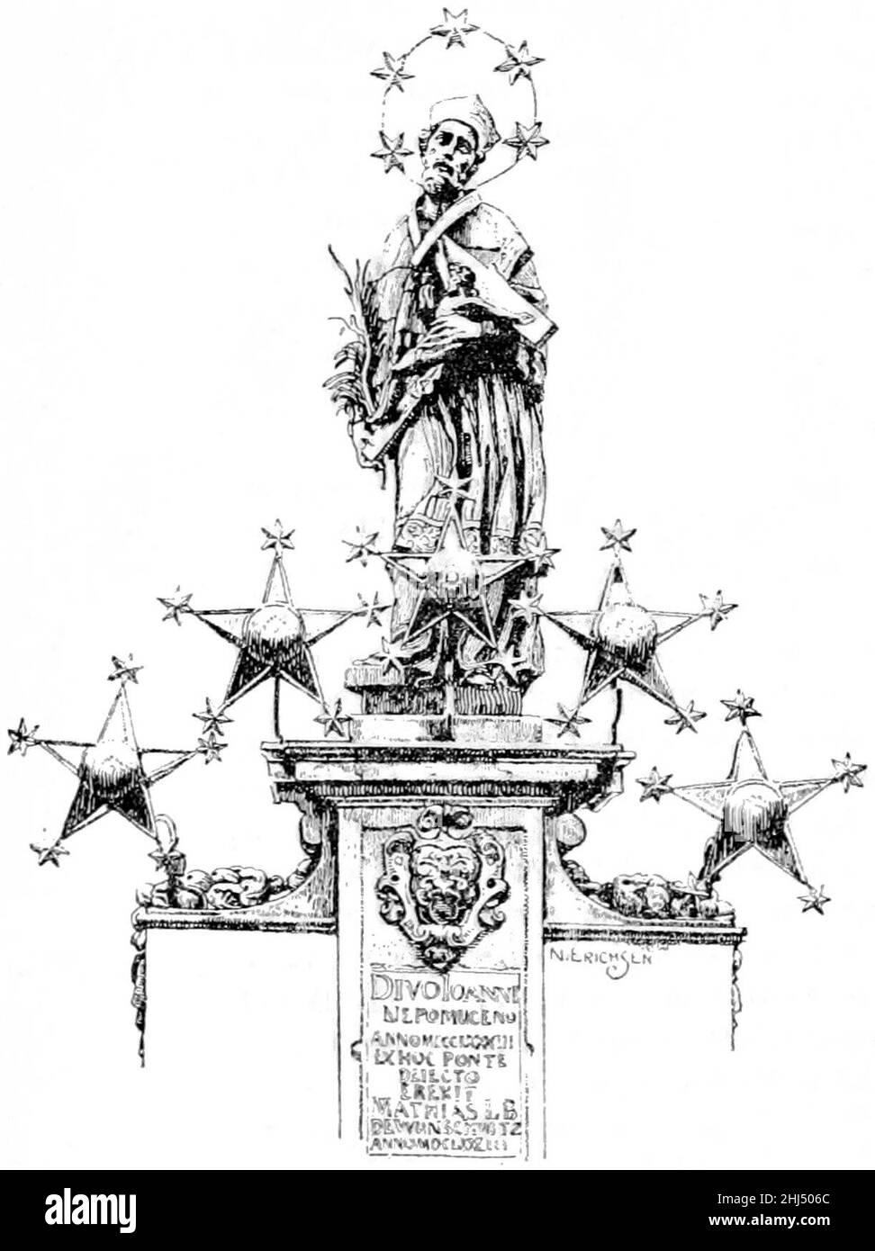 Histoire de Prague, Saint Jean de Nepomuk sur le pont Charles. Banque D'Images