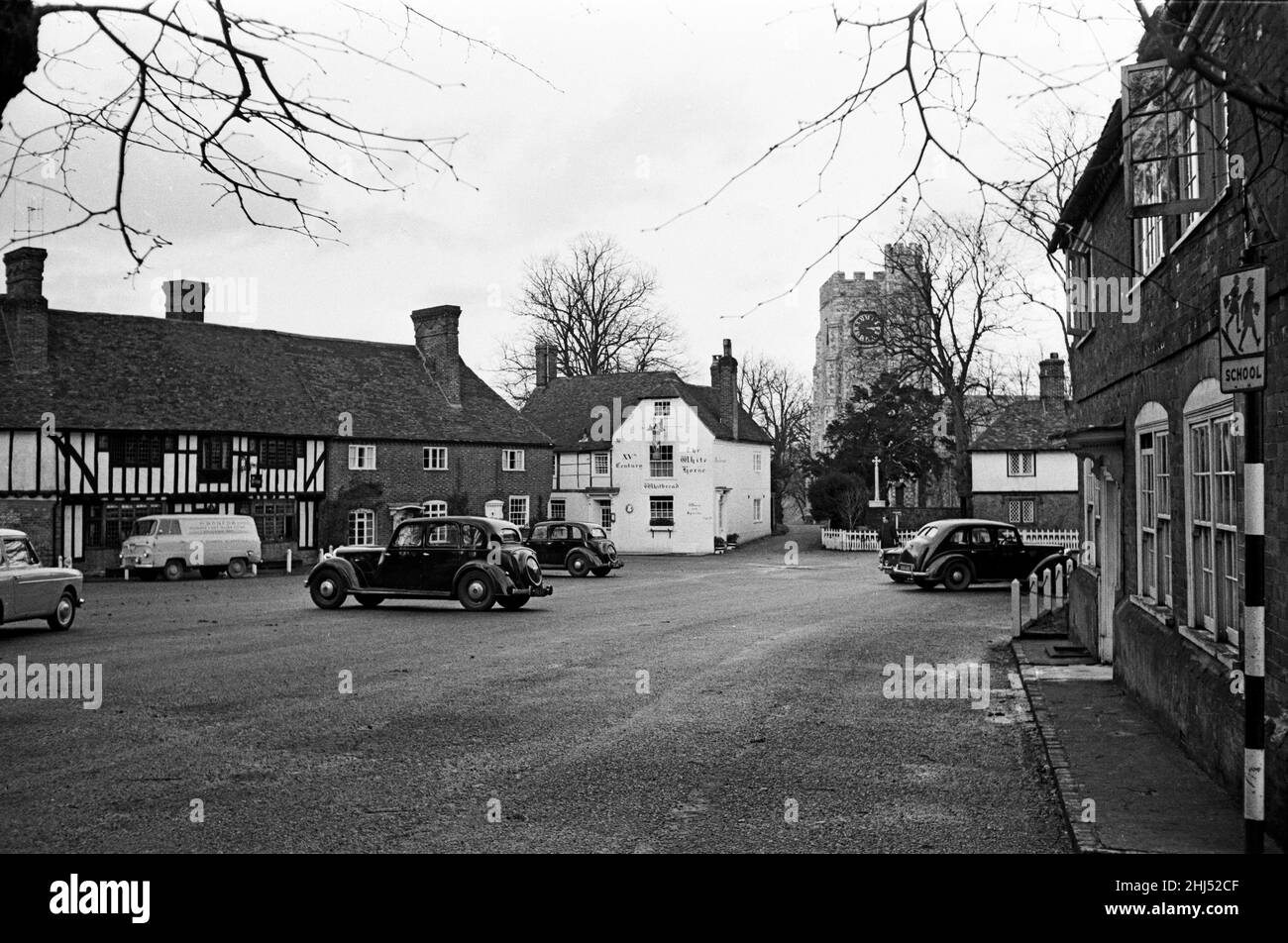 Le pub White Horse à Chilham, Kent.12th décembre 1961. Banque D'Images