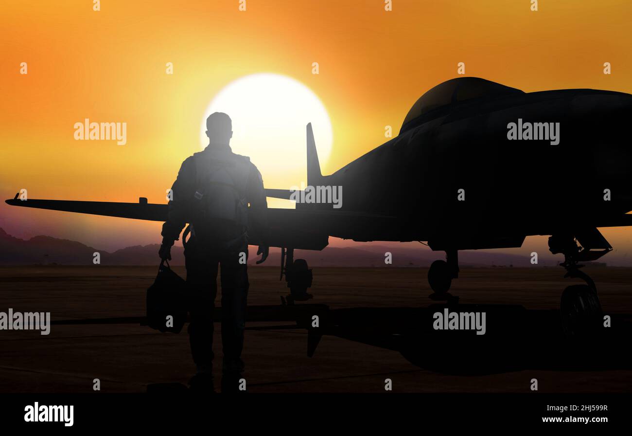 Un pilote de chasse se promette à bord d'un avion de chasse Banque D'Images