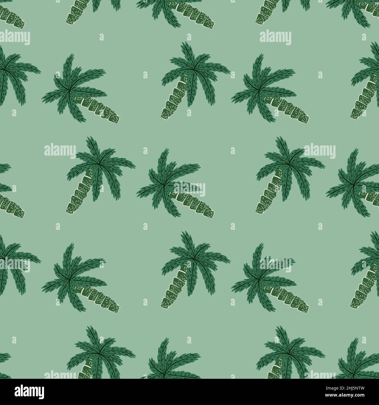 Motif naturel exotique sans couture avec décoration en forme de palmier dans des tons verts sur fond pâle.Imprimé vectoriel plat pour le textile, le tissu, le papier cadeau et le mur Illustration de Vecteur
