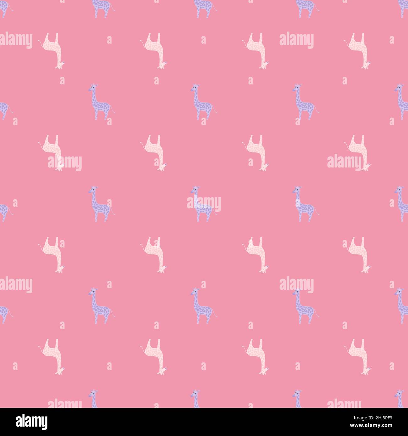 Motif enfant brillant sans coutures avec formes de petite girafe blanches et bleues.Fond rose.Illustration vectorielle pour les imprimés textiles de saison, le tissu, la banane Illustration de Vecteur