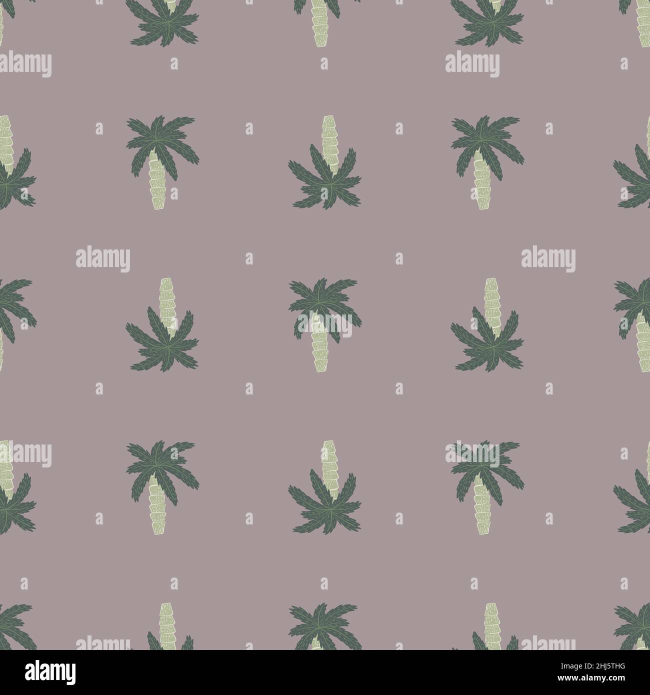 Motif sans couture de couleur pâle avec décoration de palmier de couleur grise.Fond pastel lilas.Style Doodle.Imprimé vectoriel plat pour le textile, le tissu et le cadeau Illustration de Vecteur