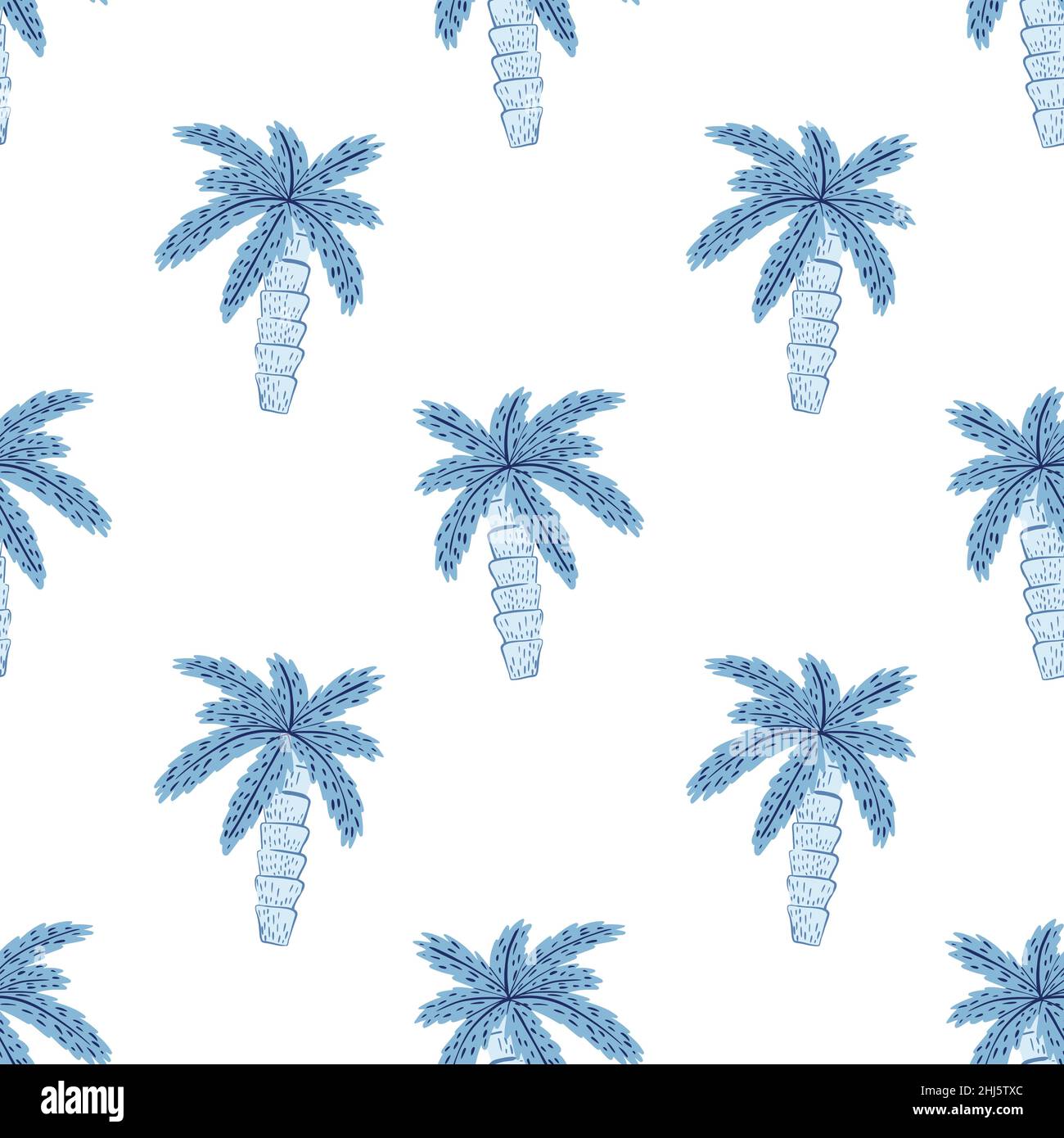 Motif isolé sans couture été avec silhouettes bleu vif.Arrière-plan blanc.Imprimé été.Imprimé vectoriel plat pour le textile, le tissu et les cadeaux Illustration de Vecteur