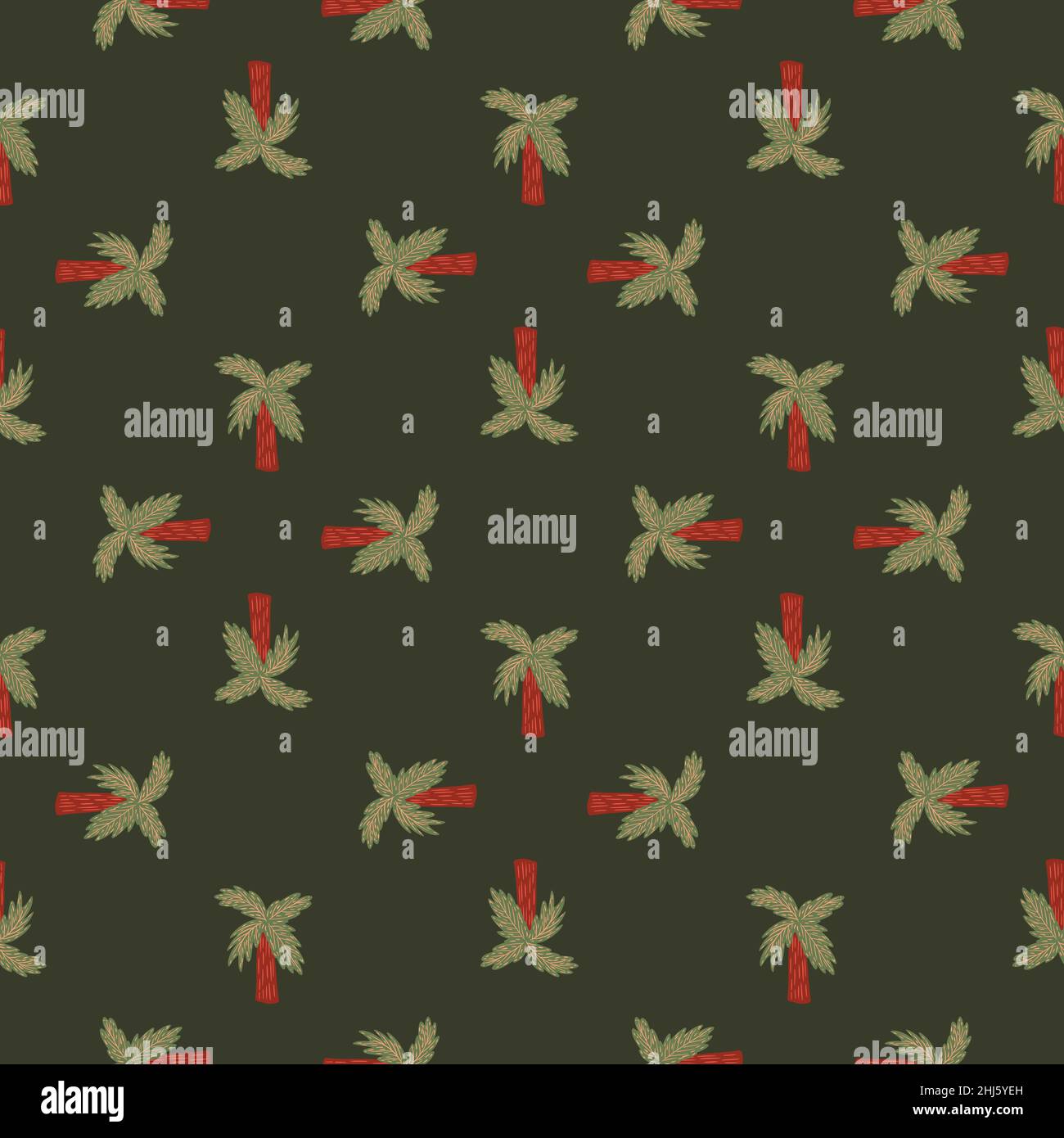 Motif géométrique abstrait nature sans couture avec des silhouetes de palmier simples.Fond vert olive.Motif graphique pour l'emballage du papier et du texte en tissu Illustration de Vecteur