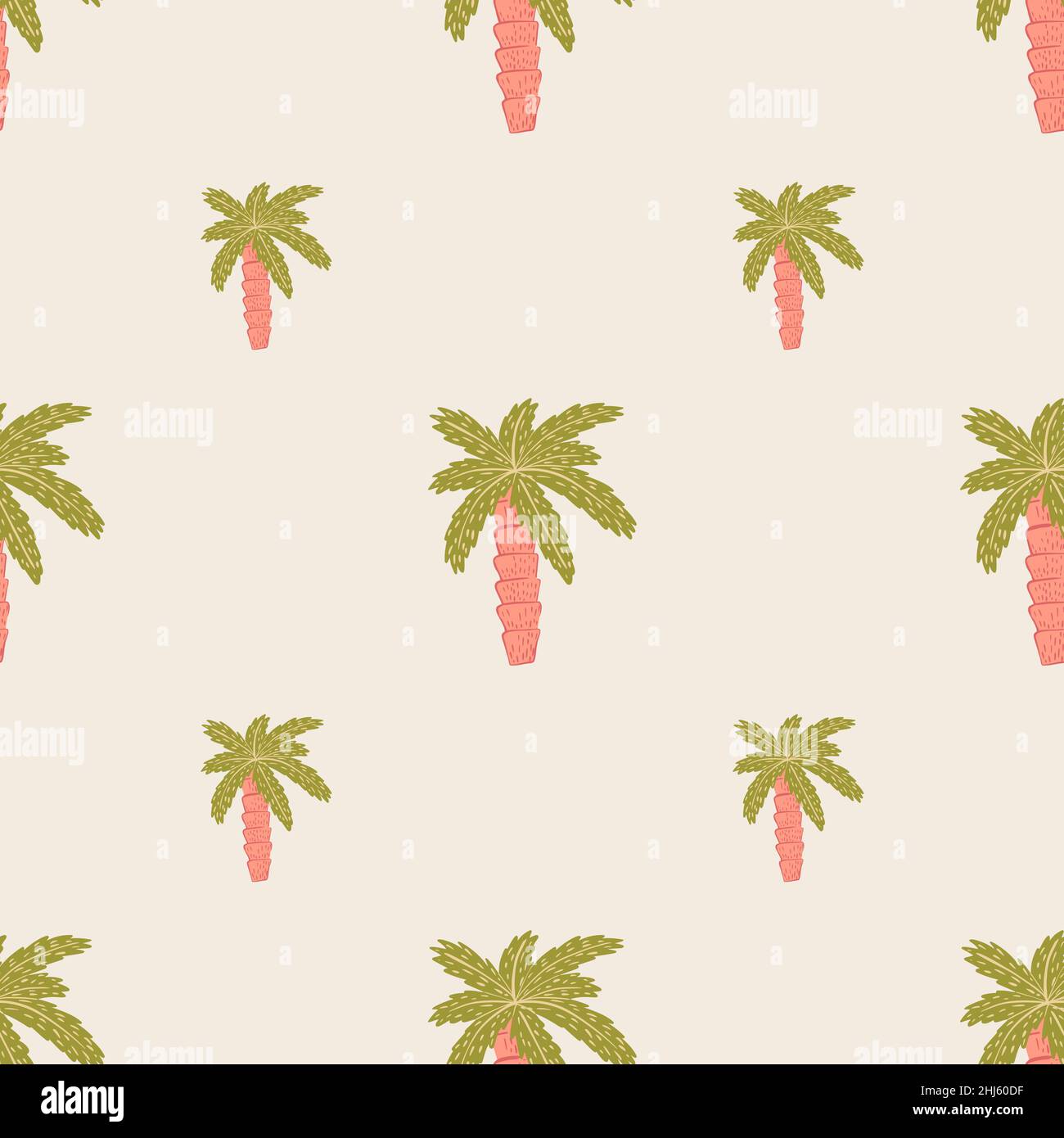 Tons pastel motif sans couture avec silhouettes de palmiers de couleur verte et rose.Arrière-plan pastel.Imprimé vectoriel plat pour le textile, le tissu et les cadeaux Illustration de Vecteur