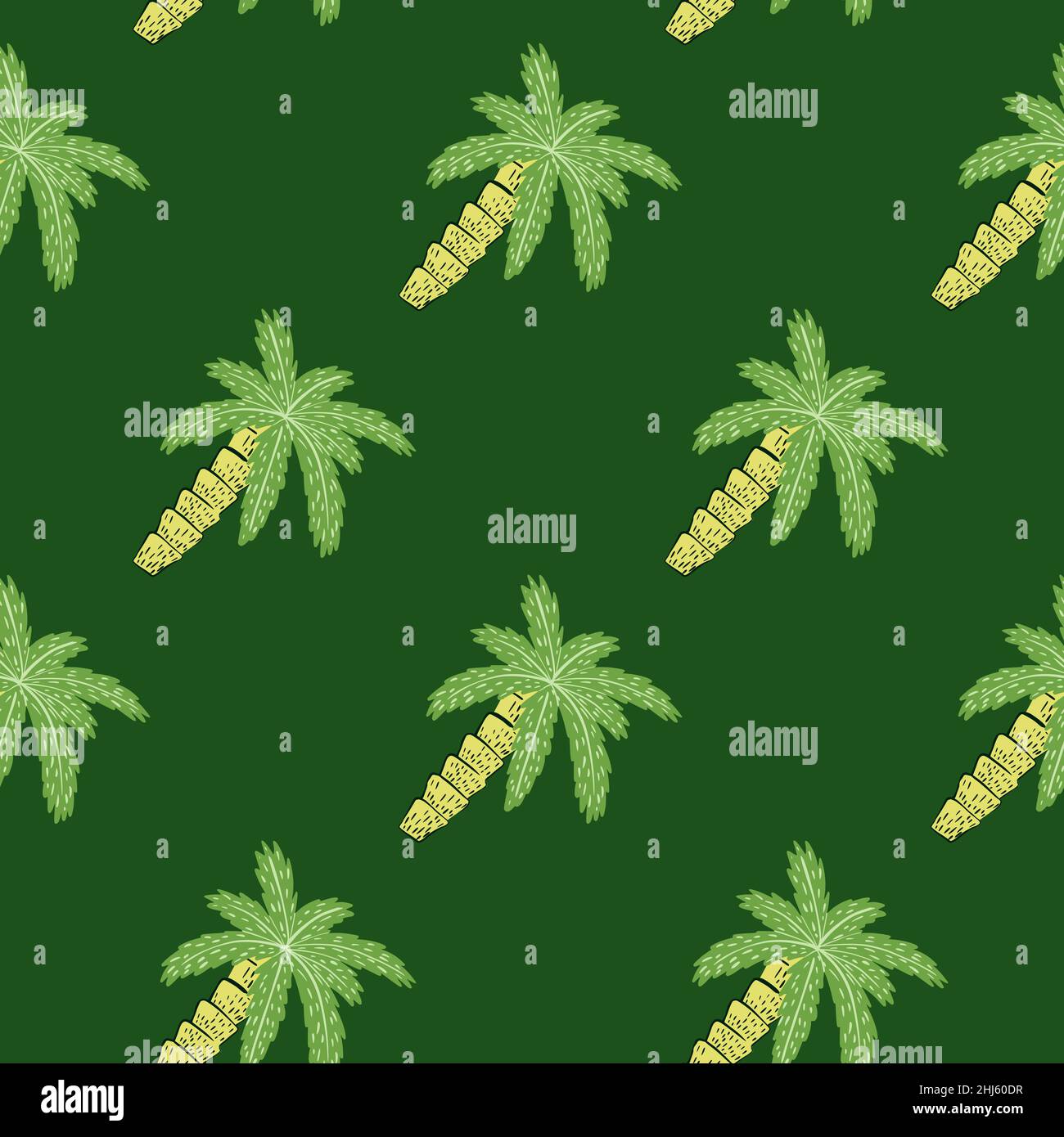 Plage nature motif sans couture avec décoration en forme de palmier.Illustration de la palette verte.Toile de fond jungle.Imprimé vectoriel plat pour le textile, le tissu, le papier cadeau, Illustration de Vecteur