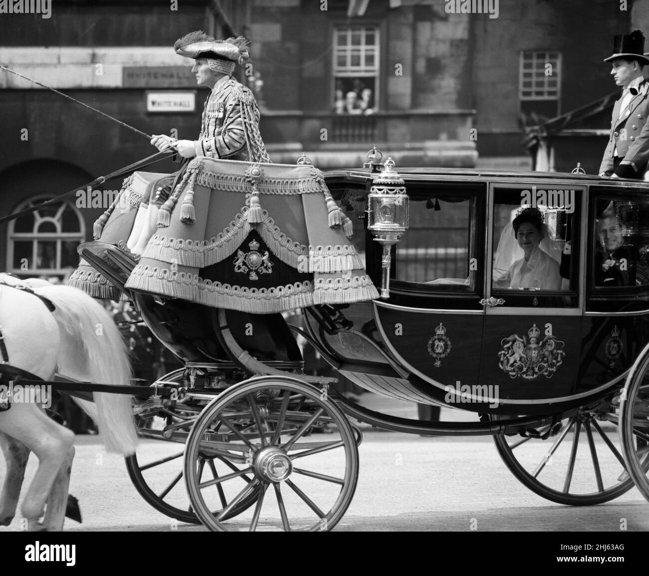 Le mariage de la princesse Margaret et d'Antony Armstrong-Jones.En photo, la princesse Margaret et le prince Philip dans la charriot.6th mai 1960. Banque D'Images