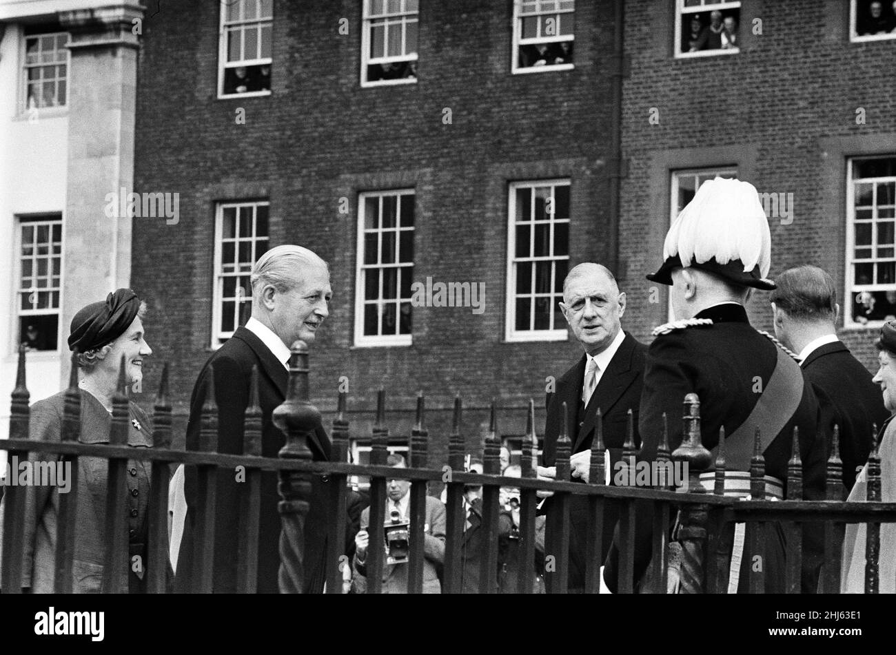 Le premier ministre Harold Macmillan et le président de France Charles de Gaulle à l'Hôpital Royal Chelsea.7th avril 1960. Banque D'Images