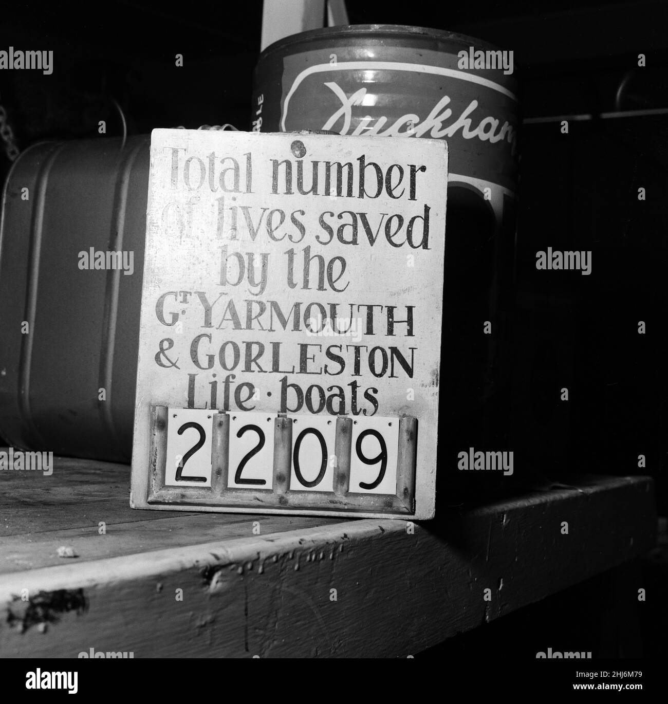 Équipe de Great Yarmouth et de Gorleston Lifeboat.6th novembre 1959. Banque D'Images