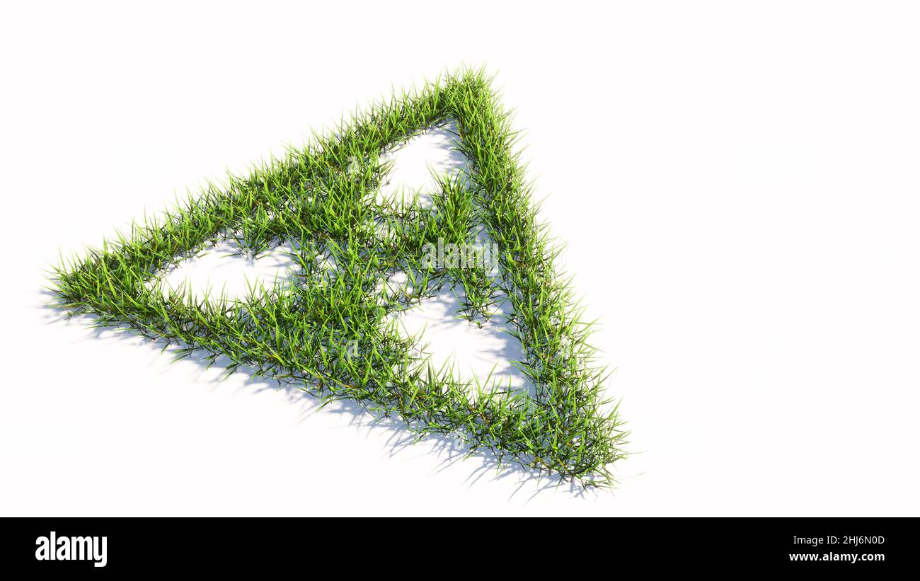 Concept ou conceptuel vert été pelouse symbole de forme isolé fond blanc, icône toxique.métaphore de l'illustration 3d pour danger, avertissement Banque D'Images