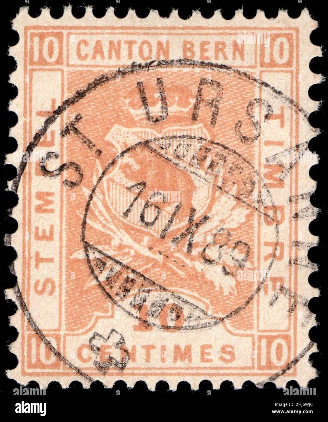 Suisse Berne 1881 chiffre d'affaires 5c - 23B 4-K ST URSANNE. Banque D'Images