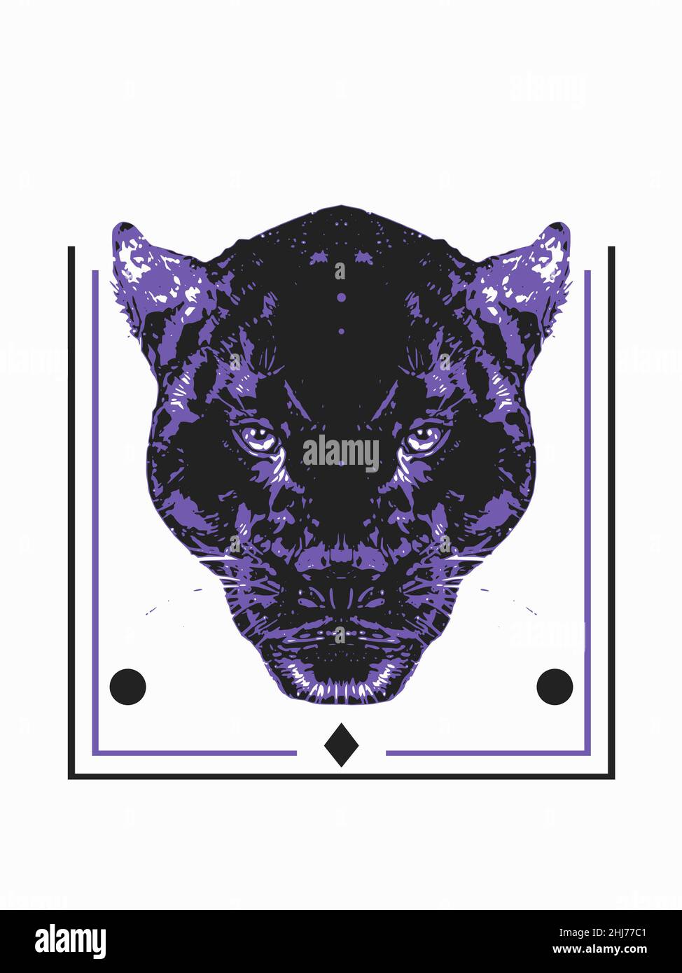 Tête Panther et lignes géométriques, rendu 3D, illustration à utiliser comme imprimé, logo, emblème et autre Banque D'Images