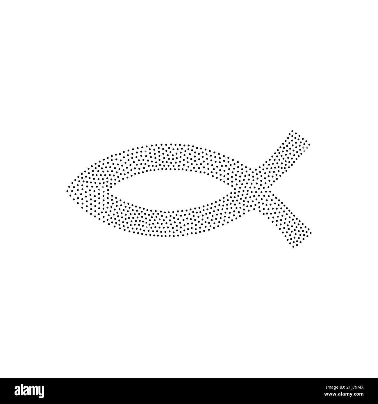 Symbole chrétien en pointillés, icône de poisson de Jésus isolée sur fond blanc.Illustration vectorielle de stock isolée Illustration de Vecteur