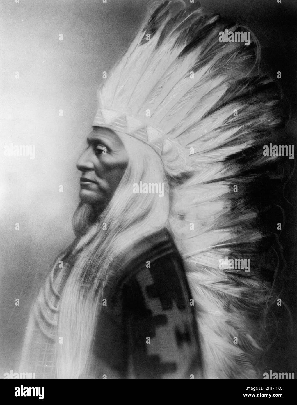 Washakie, chef de Shoshones, portrait en demi-longueur, orienté vers la gauche. Photo antique et vintage - amérindien / indien / américain indien. Banque D'Images
