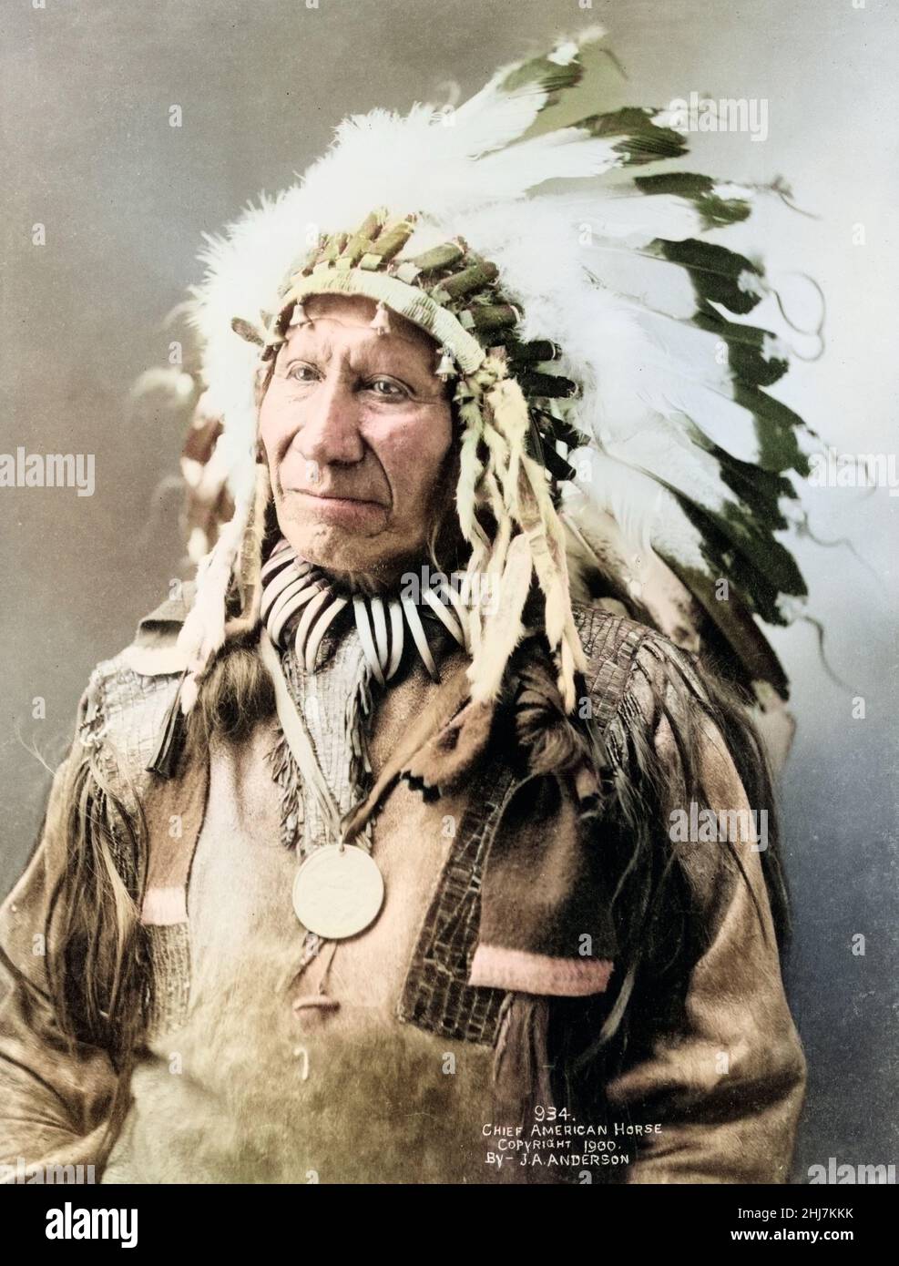 Chef du Cheval américain. Photo antique et vintage - amérindien / indien / américain indien. Anderson, J. A. (John Alvin), photographe, c 1900. Banque D'Images