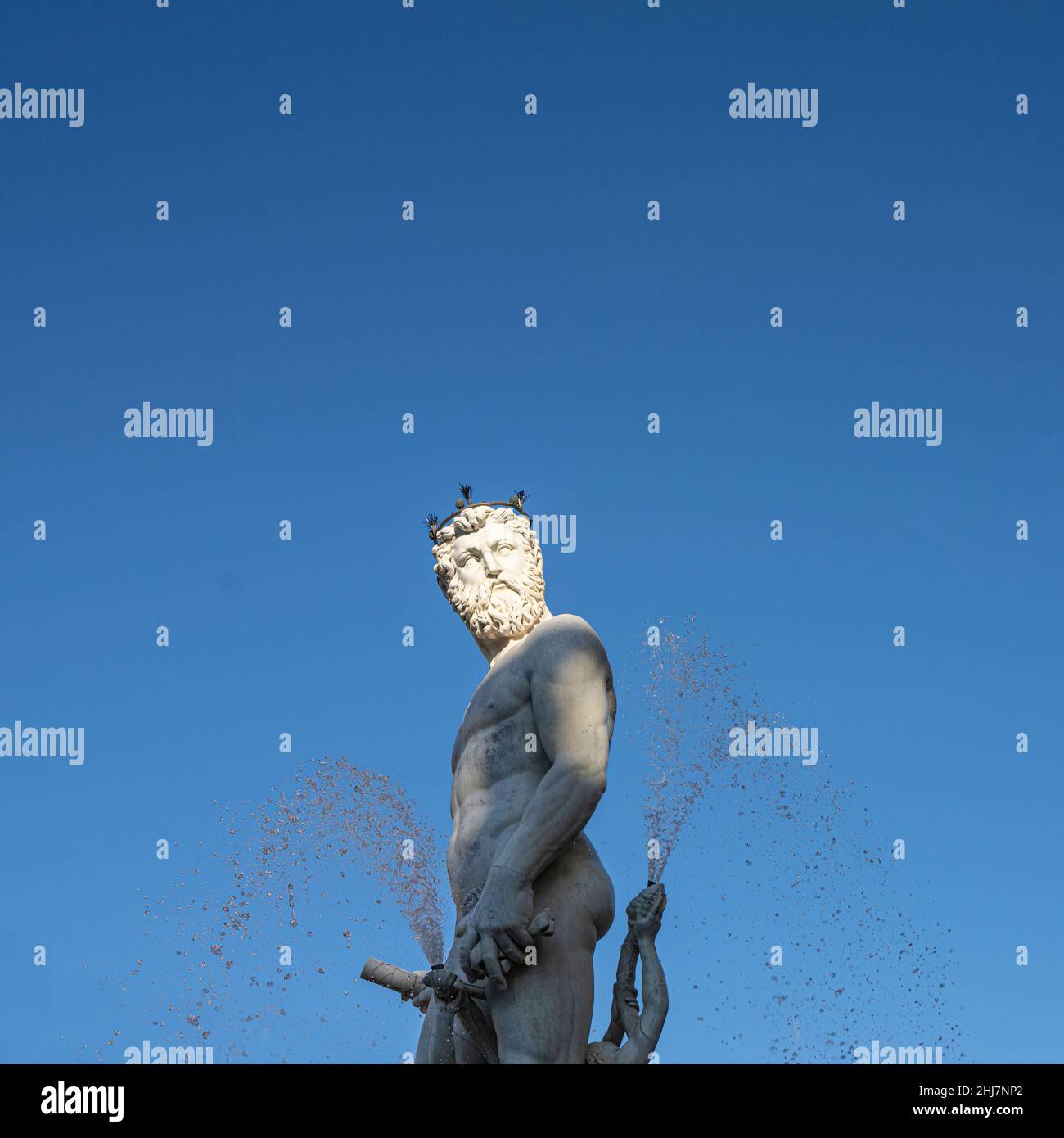 Florence, Italie.Janvier 2022. Détail de la fontaine Neptune sur la Piazza della Signoria dans le centre-ville Banque D'Images