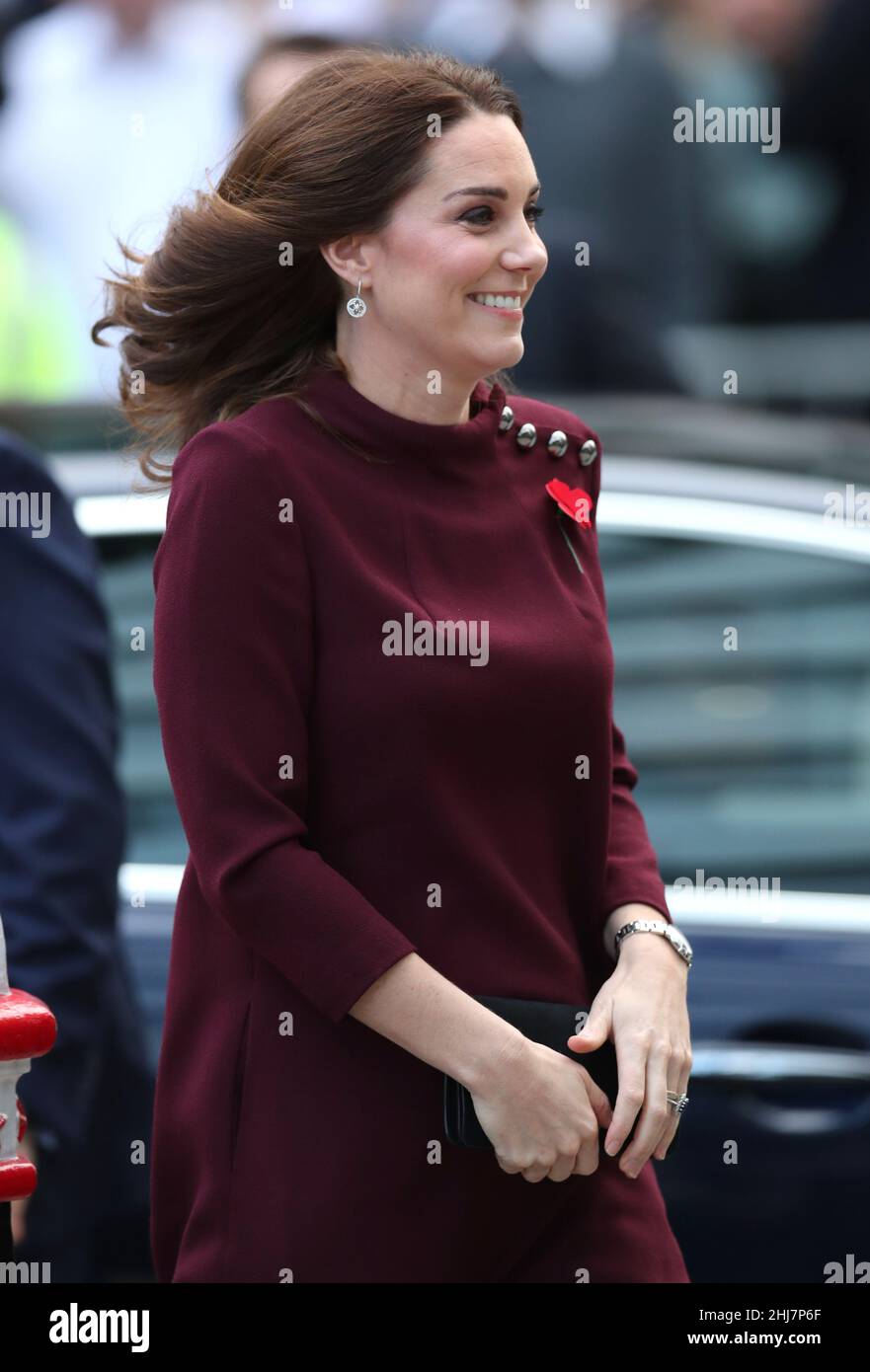 La duchesse de Cambridge arrive à l'UBS à Londres alors qu'elle participe au School leaders Forum de Place2Be. Banque D'Images