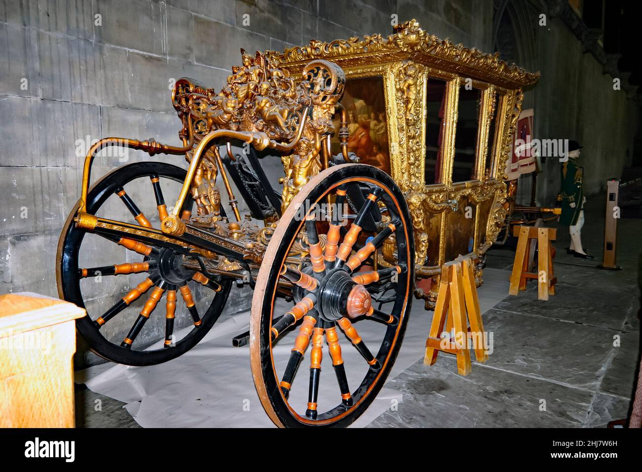 L'entraîneur d'État, à l'intérieur de Westminster Hall, dans la partie la plus ancienne encore en vie du Palais de Westminster, à Londres Banque D'Images