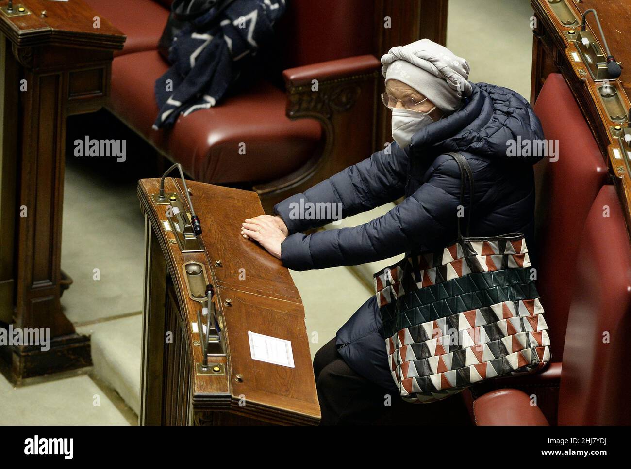 Italie, Rome, 26 janvier 2022 : Parlement italien, Chambre des députés.Troisième vote pour l'élection du Président italien de la République en photo : Emma Bonino photo © Fabio Cimaglia/Sintesi/Alamy Live News Banque D'Images