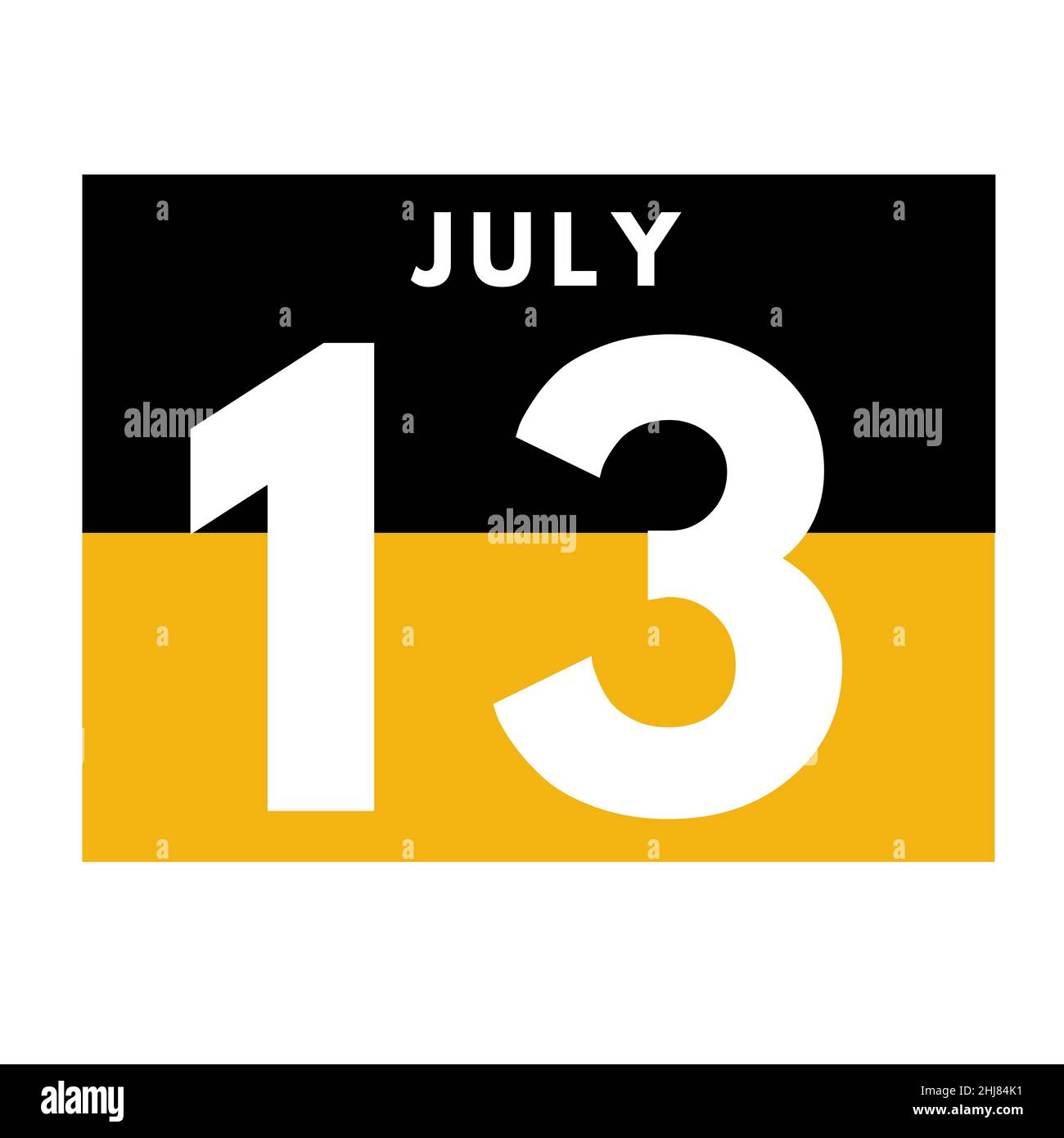 Juillet 13 .Icône de calendrier quotidien plat .date, jour, mois .calendrier pour le mois de juillet Banque D'Images