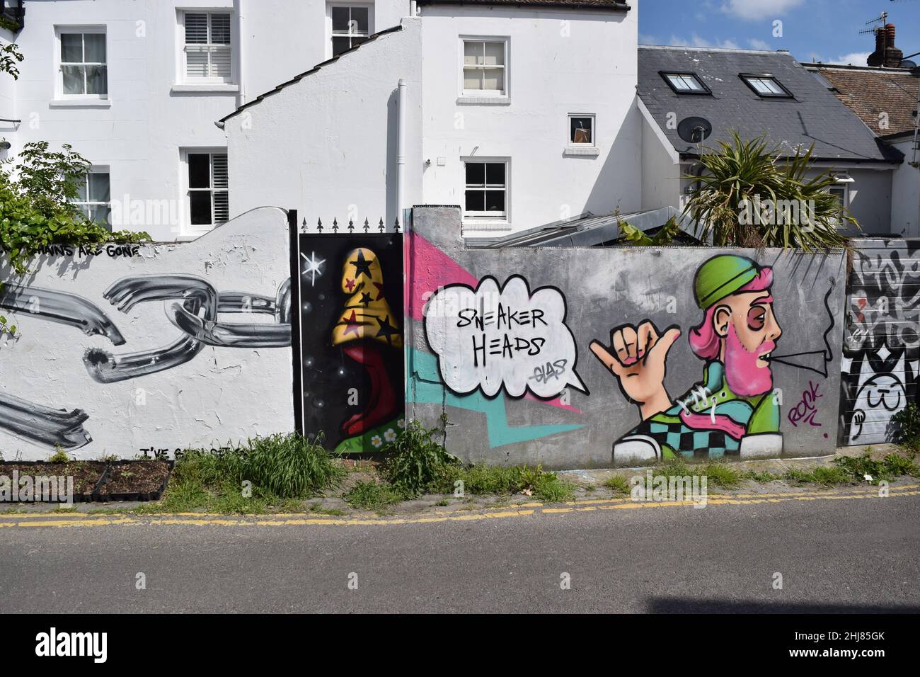 Graffiti lumineux à Brighton Royaume-Uni. Banque D'Images
